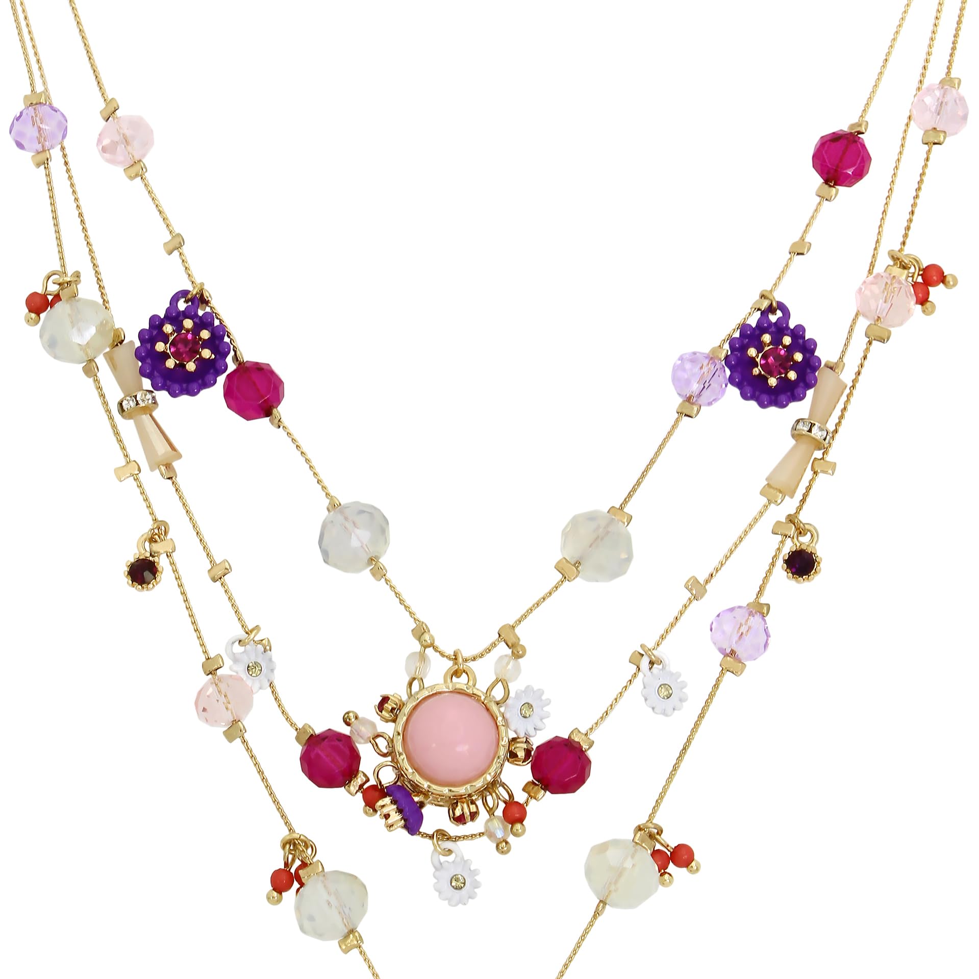 Betsey Johnson Womens Butterfly Charms Layered Necklace