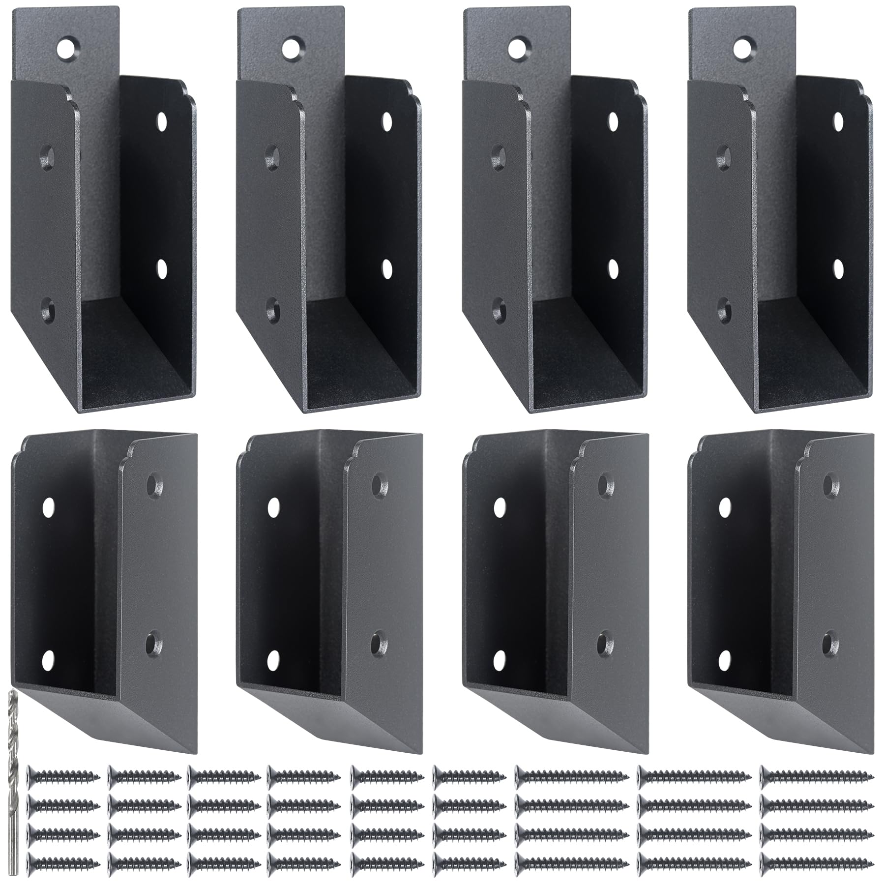 AECXM 201 Stainless Steel 2" x 4" (1 ½" x 3 ½" Actual) Deck Railing 27.5° Stair Connectors, for Deck Railing Stair Handrail Connection Installation Deck Railing Bracket (4 Pair-Black)