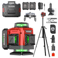 WEIDDW Laser Level with Tripod, Self Leveling Laser Level 4x360°, Green Line Laser 4D Laser Leveler Tool with 2Pcs Lithium Batteries for Picture Hanging, Tile, Home Renovation(SizeX)