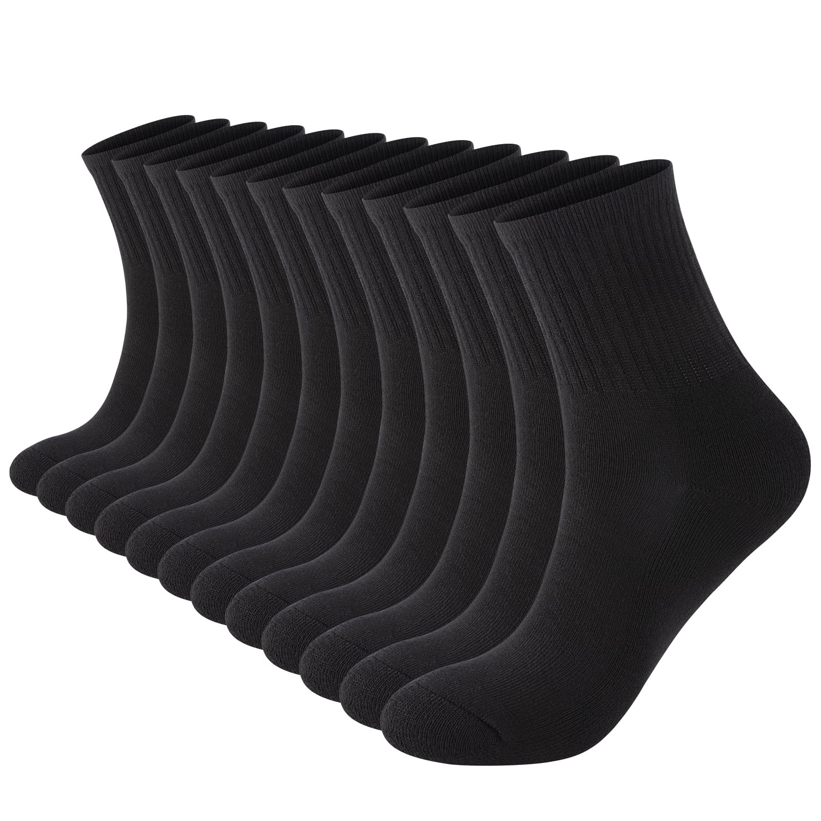 Monxiery Womens Cotton Cushioned Ankle Socks, Athletic Quarter Mini Crew Socks.