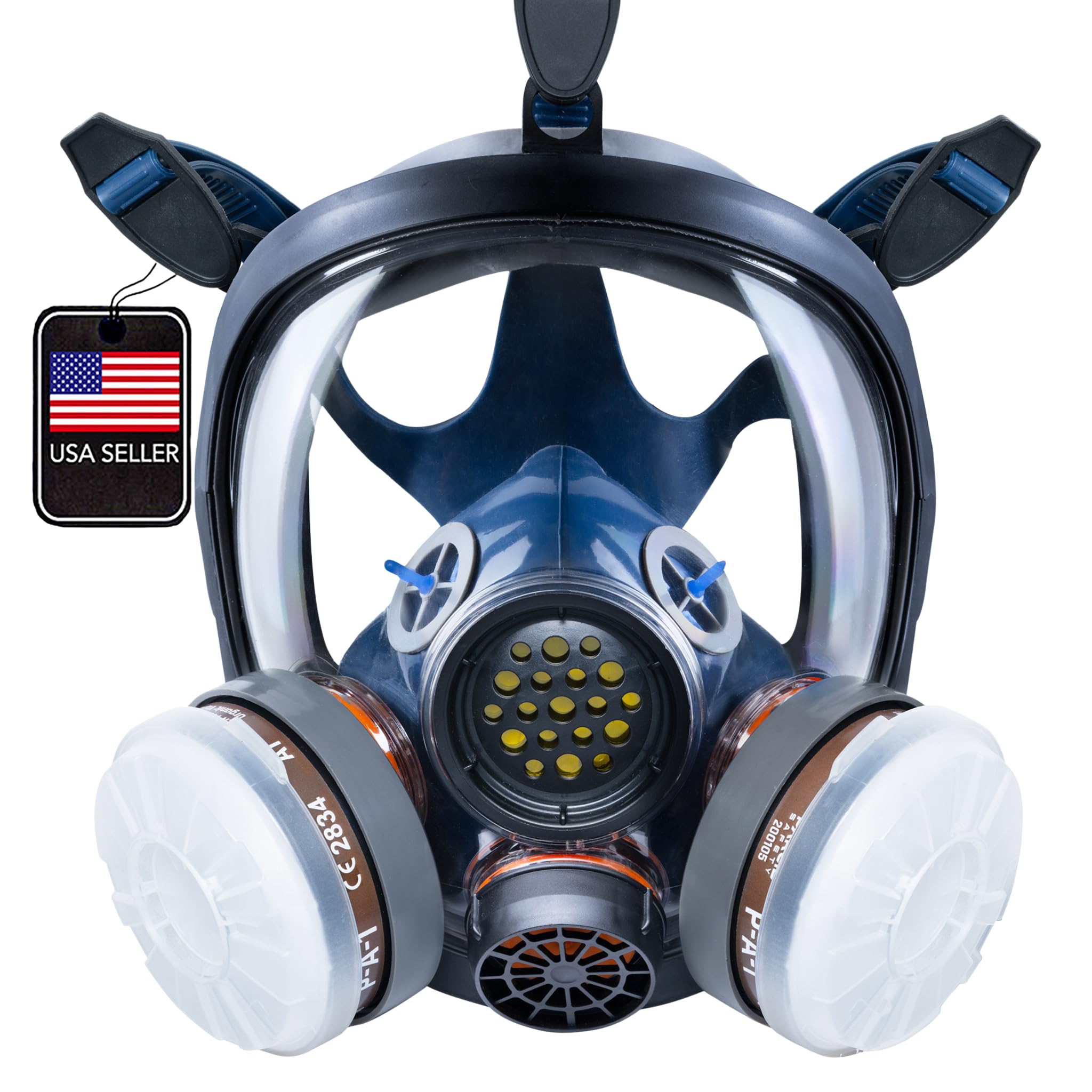 Parcil Distribution Full Face Respirator Mask with Filters – Durable Full Face Respirator Mask, Bayonet Filter Compatible