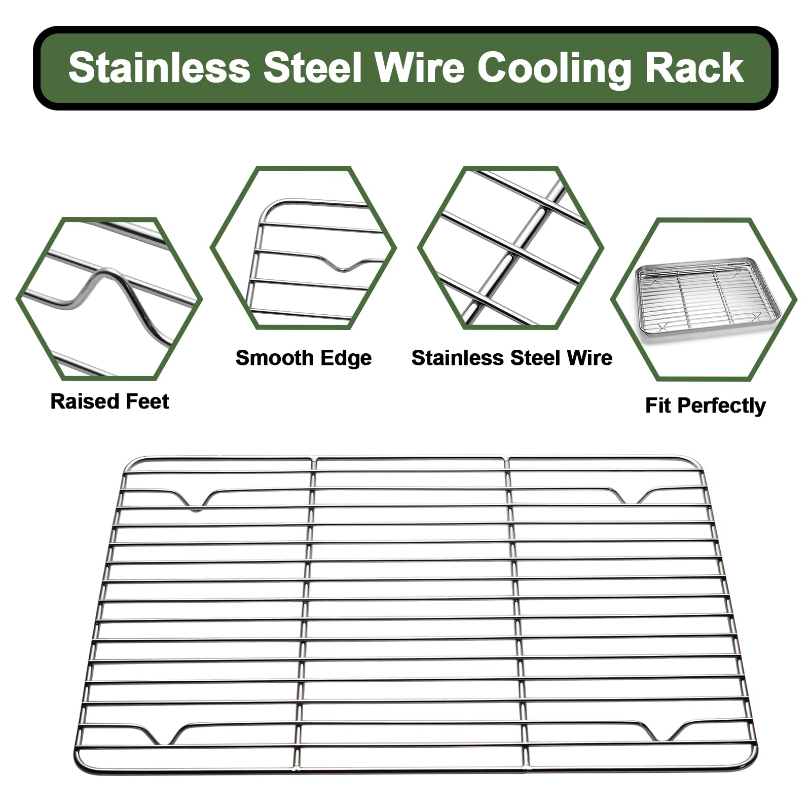 Baking Sheet Tray Cooling Rack with Silicone Mat Set, Stainless Steel Cookie Pan For Oven, Set of 9 (3 Sheets + 3 Racks Mats), Warp Resistant & Heavy Duty & Easy Clean, Grey