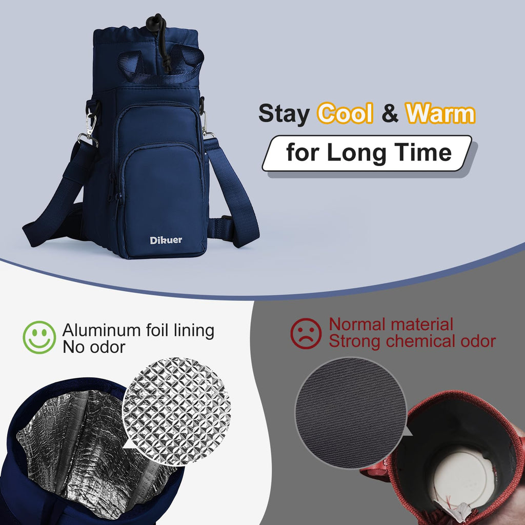 Water Bottle Holder with Strap, 32oz 40oz Insulated Crossbody Water Bottle Carrier Sling Bag with Phone Pocket for Walking/Hiking/Travel/Gym