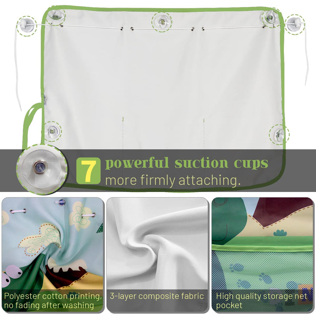 Car Sun Shade Side Window, 2 Pcs Blackout Car Window Shade for Baby Privacy with Storage Net Pockets Auto Curtains 7 Suction Cups for Heat/UV Protection Sun Block Covers