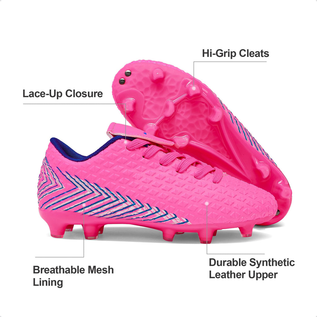 DREAM PAIRS Boys Girls Outdoor Soccer Cleats Firm Ground Football Shoes for Little/Big Kid