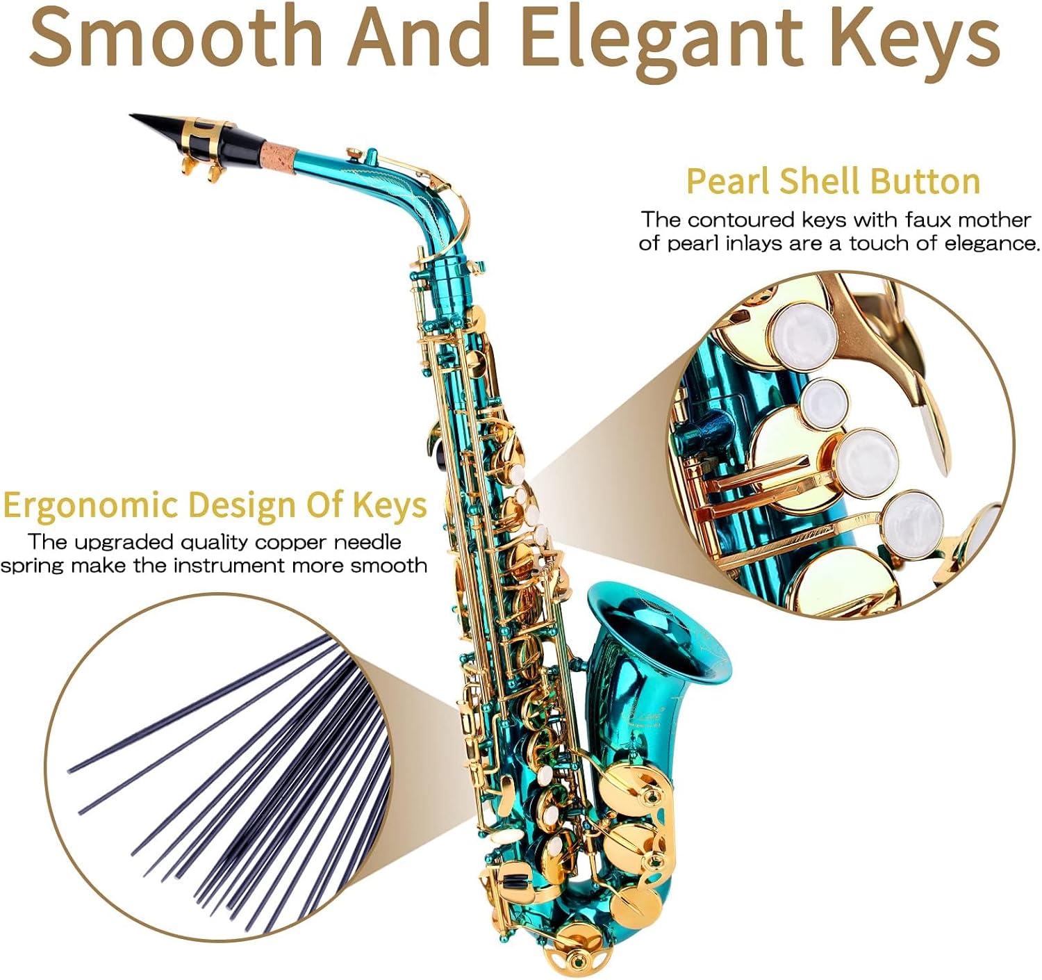 Eb Sky Blue Alto Saxophone - Beginner & Student Model, Professional Quality