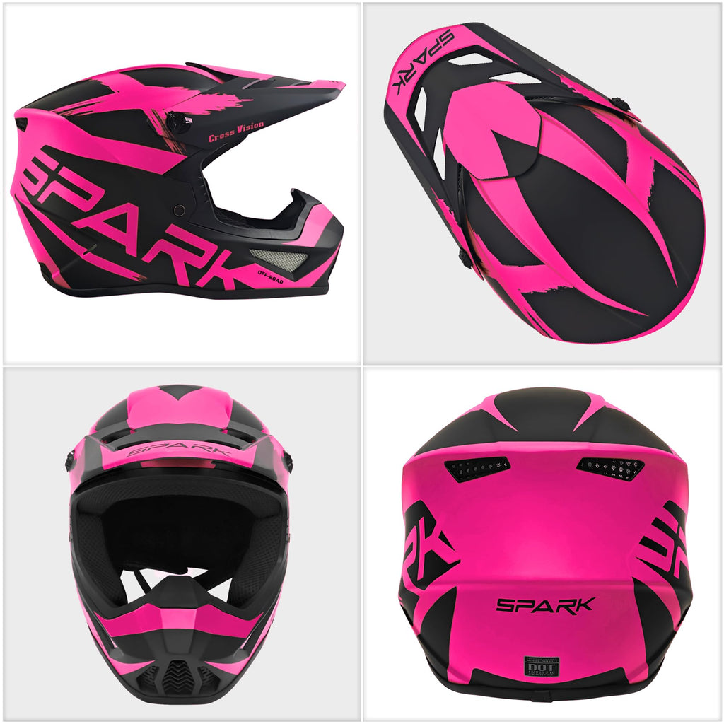 Youth Kids Motocross Helmet Full Face Motorcycle Dirt Bike Off-Road Mountain Bike BMX MX ATV Helmet,DOT Approved,W/Gloves Goggles Mask 4Pcs Set (Black, S)
