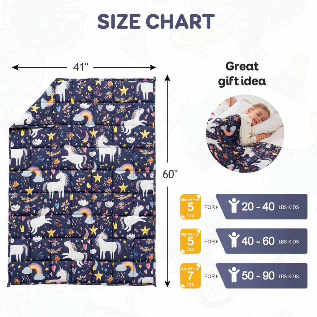 Mr. Sandman Weighted Blanket 3 Pounds Washable, Best for 20-40lb Breathable Cotton Heavy Blanket with Nontoxic Glass Beads - 36" x 48" Cute Cat