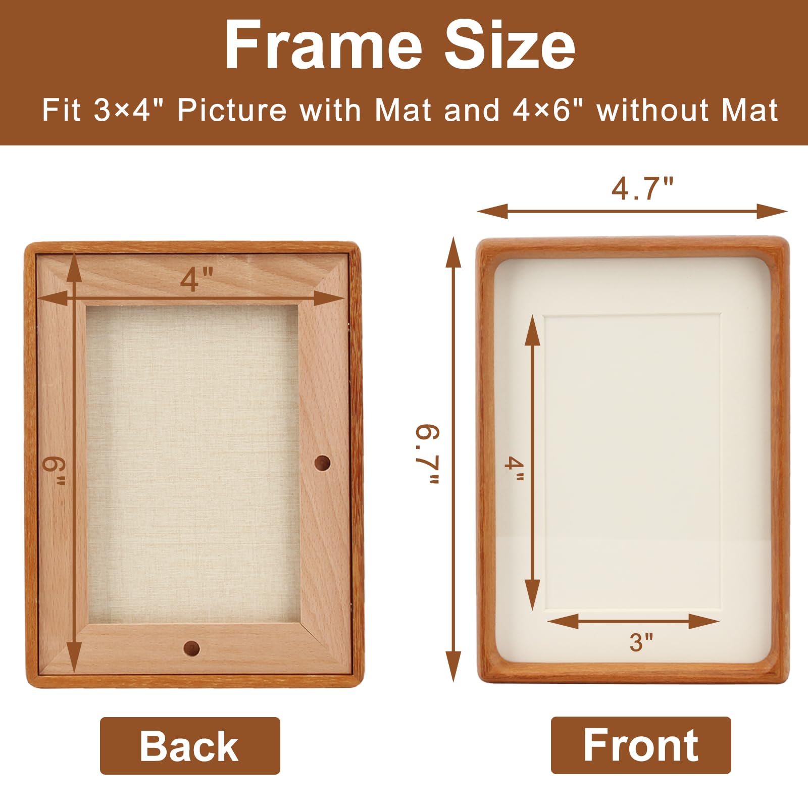 Mini Wood Picture Frame,Small Picture Frames 2x3 with Tiny Mat | Cute Polaroid Picture Frame,Teak Solid Natural Wood Tiny Photo Frame, Tabletop and Wall Mounting