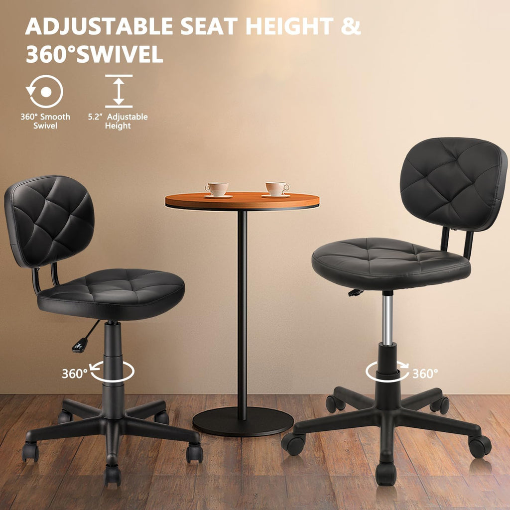 KLASIKA Leather Rolling Swivel Salon Stool Chair with Back Support Adjustable Hydraulic Seat Height 22 in for Office Massage Facial Spa Medical Drafting Tattoo Beauty Barber