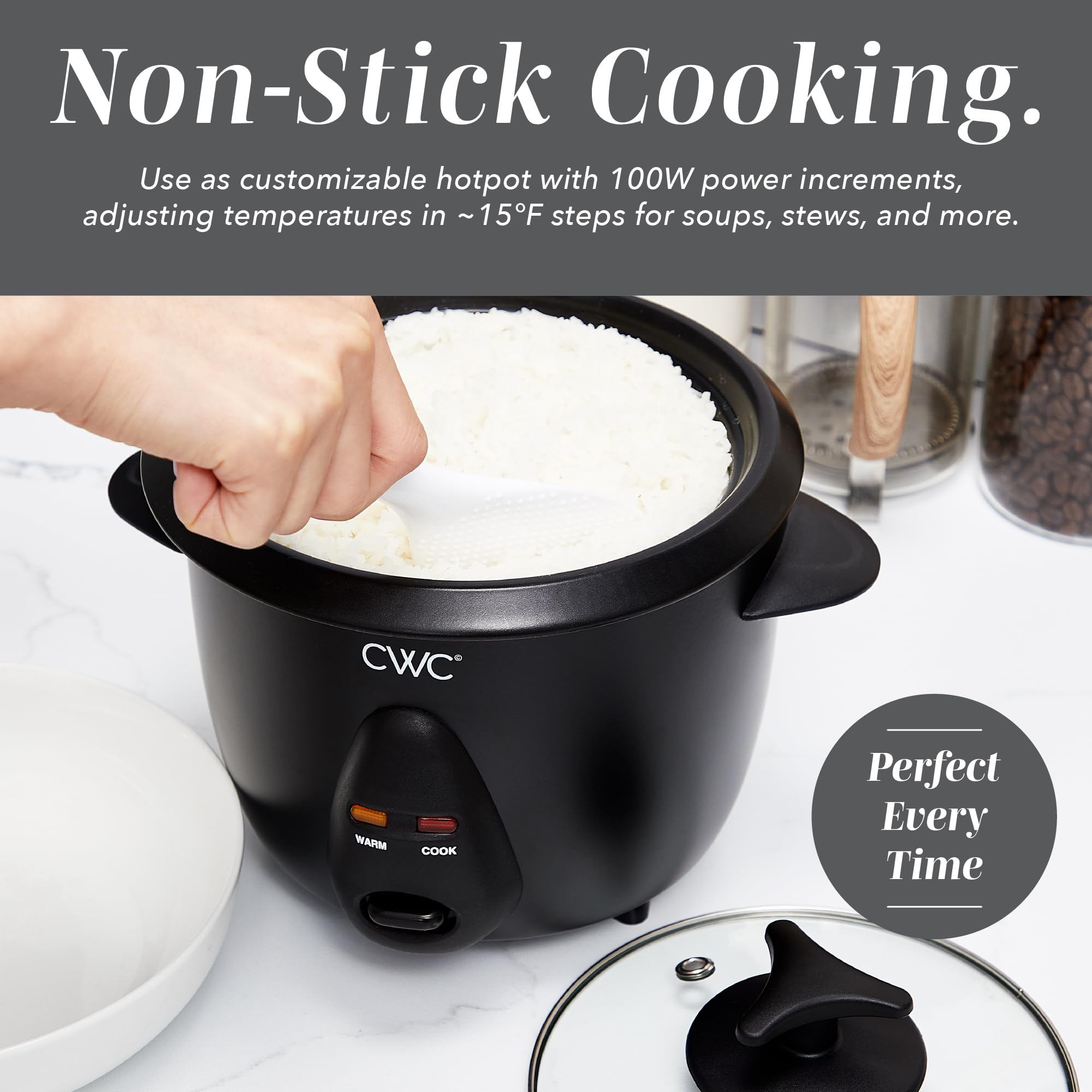COOK WITH COLOR 6 Cup Rice Cooker 300W - Effortless Cooking and Perfectly, Cooks 3 Cups of Raw Rice for 6 Cups of Cooked Rice, Floral Blue