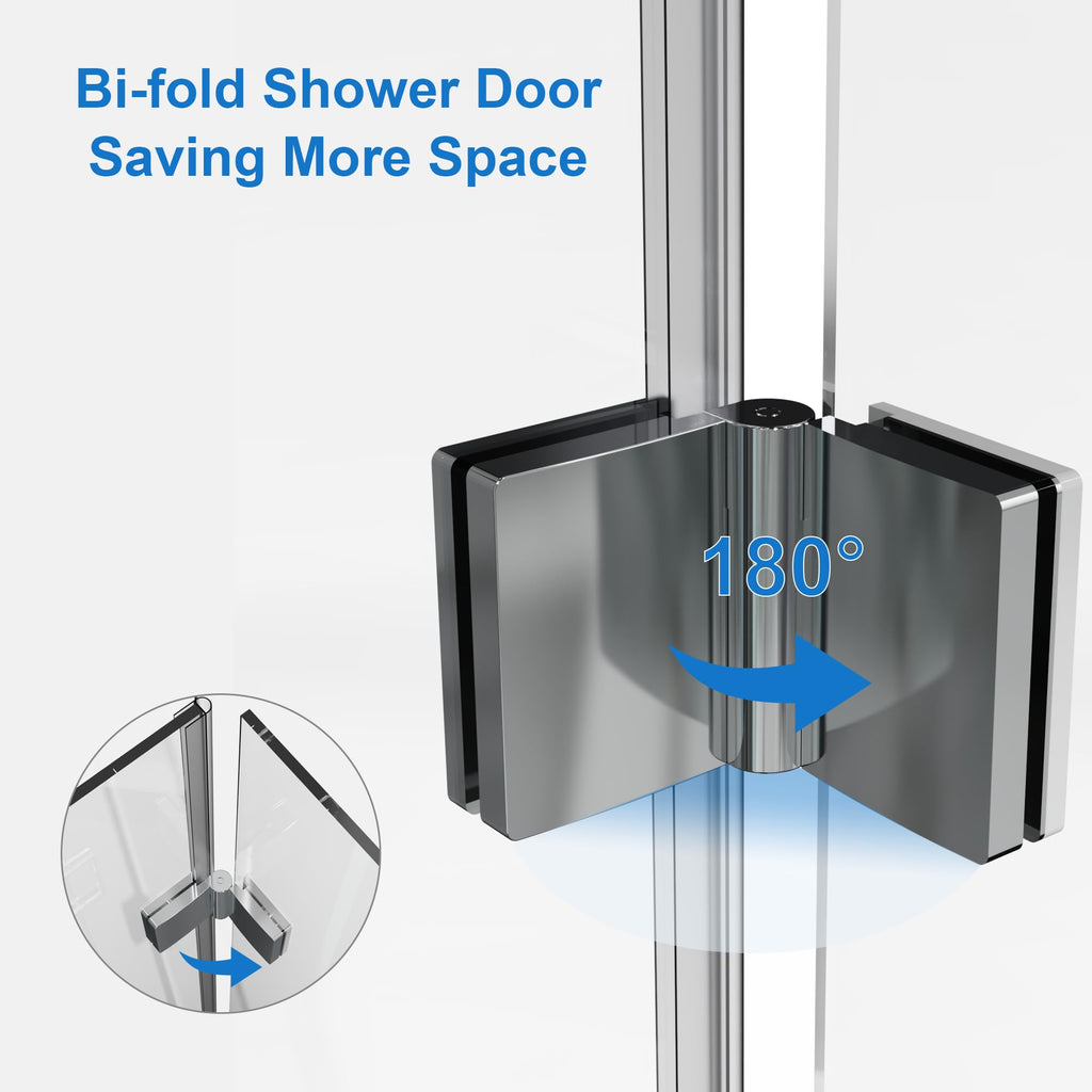 28” x 72” Pivot Shower Door, 1/4 inch Tempered Glass Panel Pivot Swing Shower Door in Matte Black Finish, Semi-Frameless Design