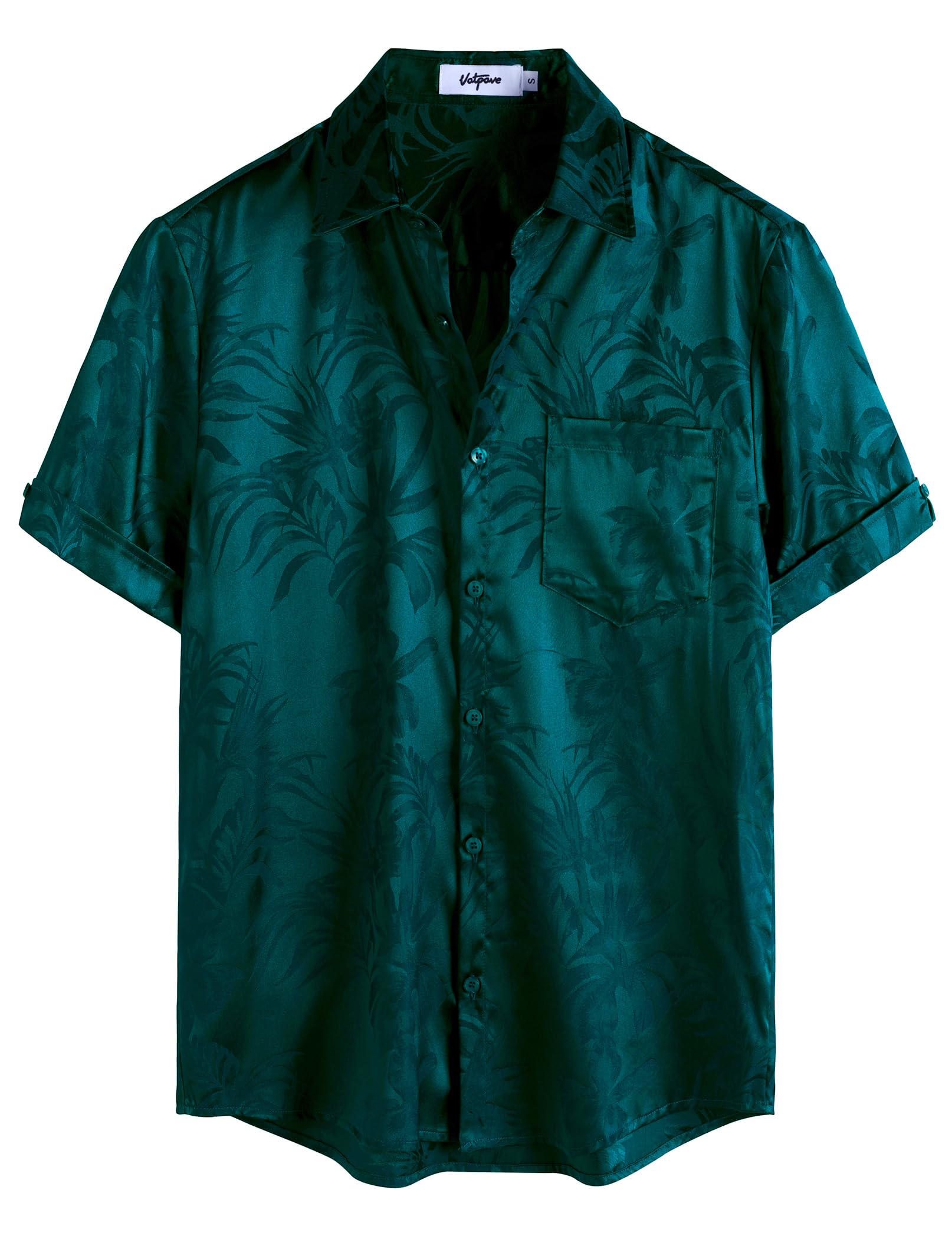 VATPAVE Mens Summer Jacquard Regular Fit Shirts Casual Button Down Short Sleeve Beach Tops with Pocket