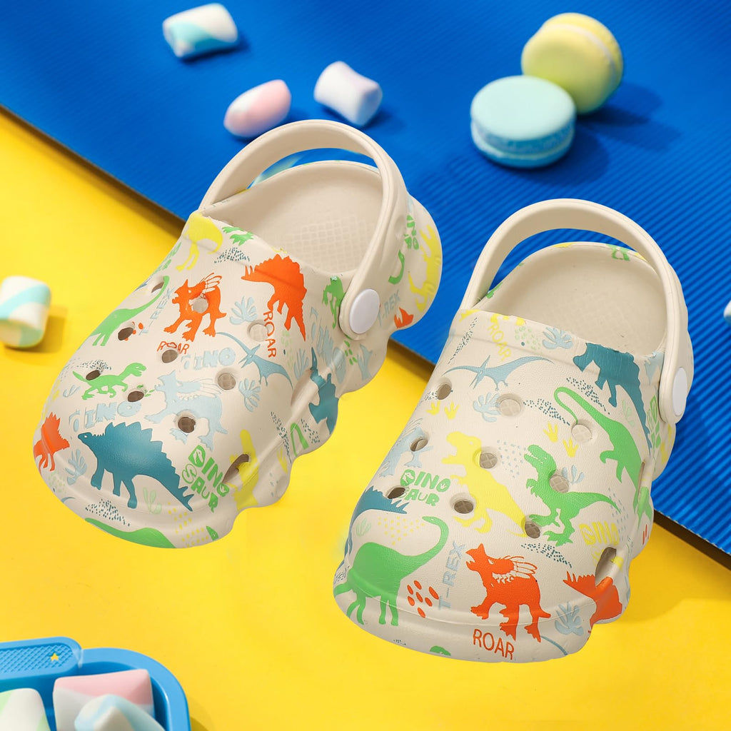 OWIF Toddler Clogs Boys Girls Kids Dinosaur Garden Shoes Slip on Sandals Slides Water Summer Shoes for Outdoor Beach Pool