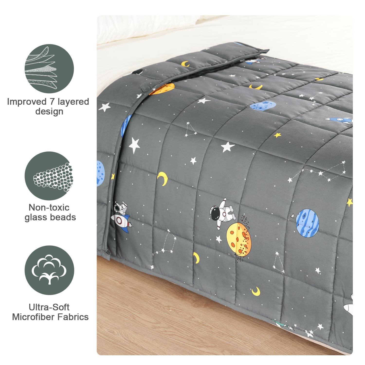Mr. Sandman Weighted Blanket 3 Pounds Washable, Best for 20-40lb Breathable Cotton Heavy Blanket with Nontoxic Glass Beads - 36" x 48" Cute Cat