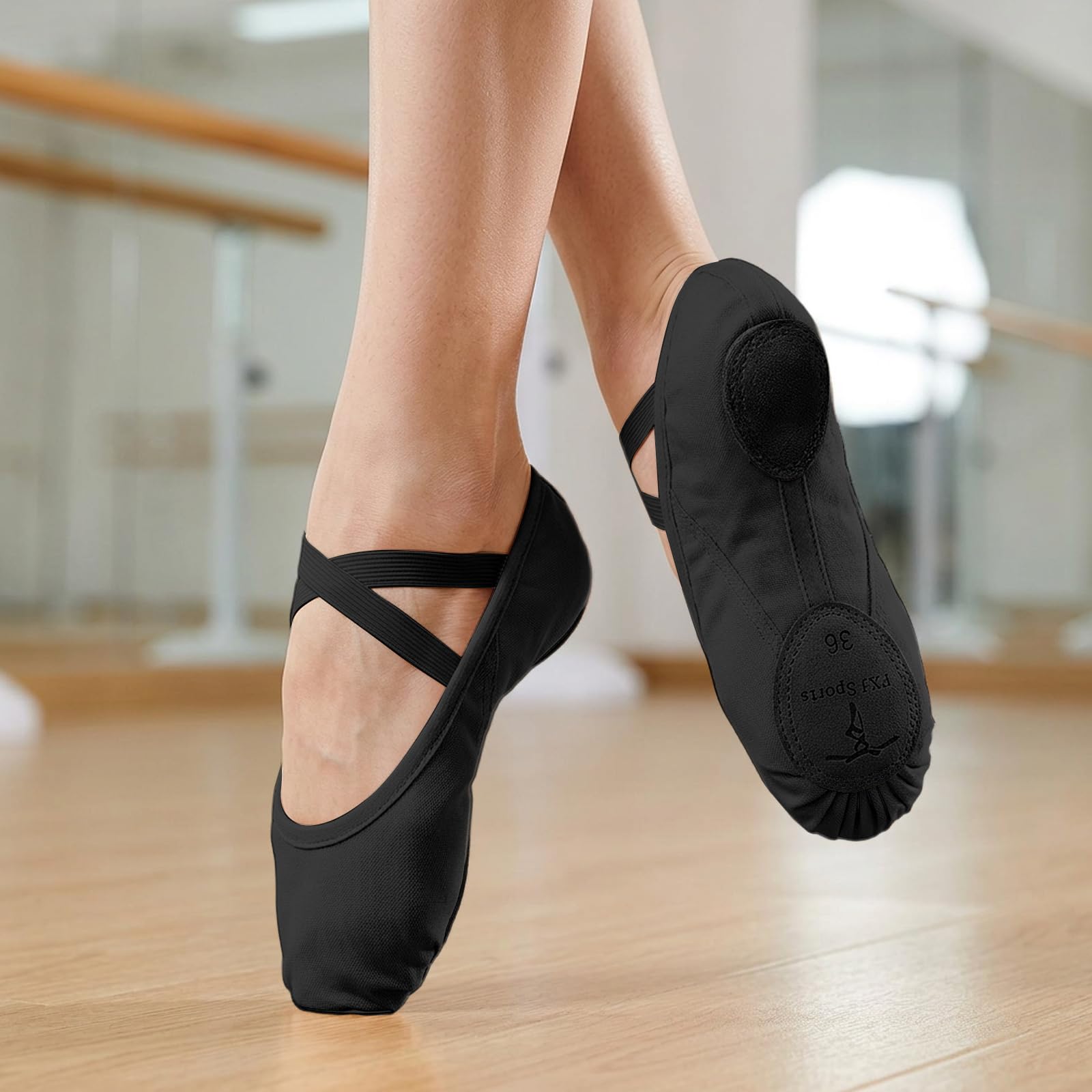 TXJ Sports Ballet Shoes for Women Girls, Women's Ballet Slipper Canvas Dance Shoes Split Sole Yoga Dance Flats