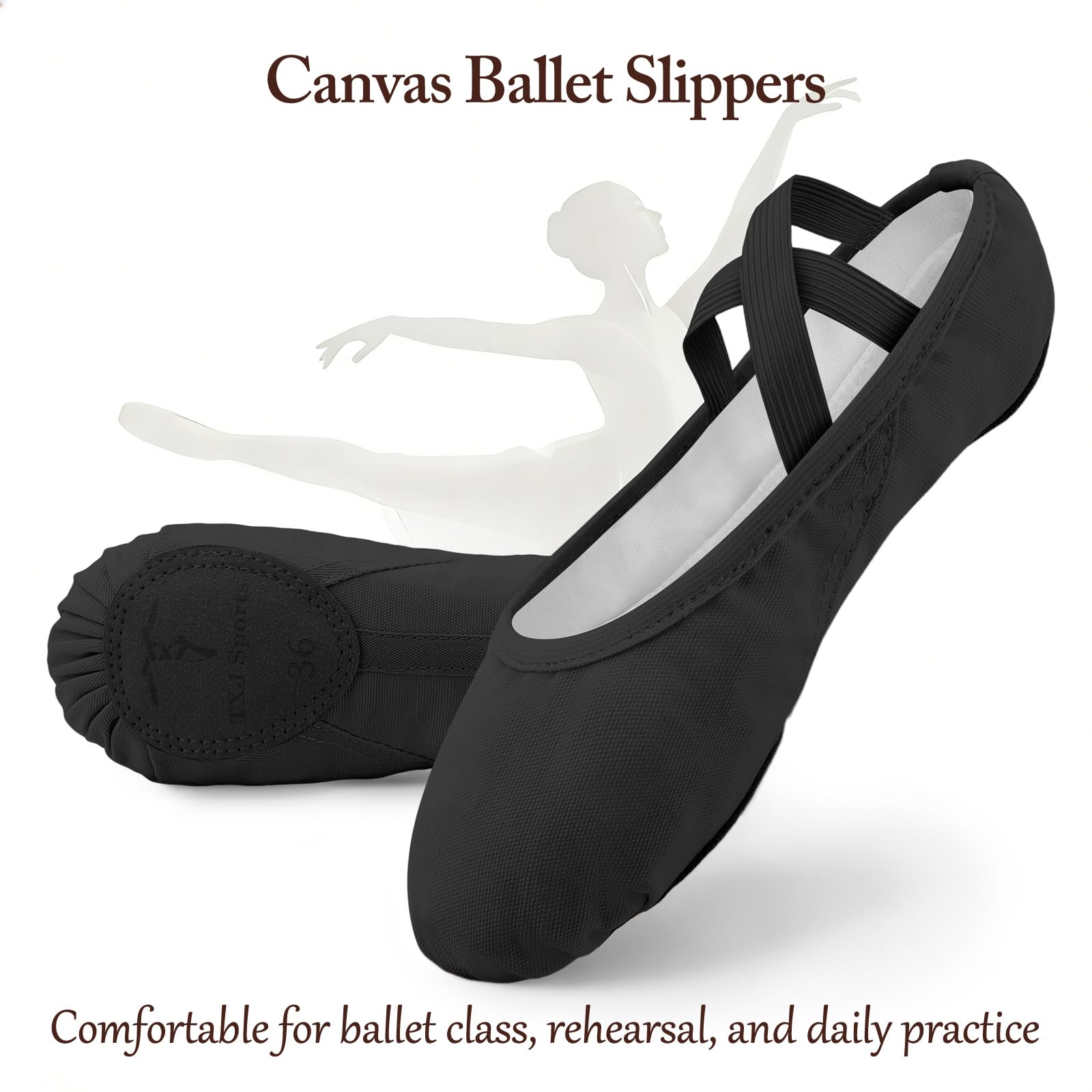 TXJ Sports Ballet Shoes for Women Girls, Women's Ballet Slipper Canvas Dance Shoes Split Sole Yoga Dance Flats
