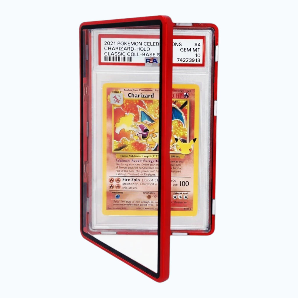 Metal PSA Slab Bumper Case UV Resistant- Safeguard Stackable Magnetic Aluminum Metal Case For Graded Cards (Black)