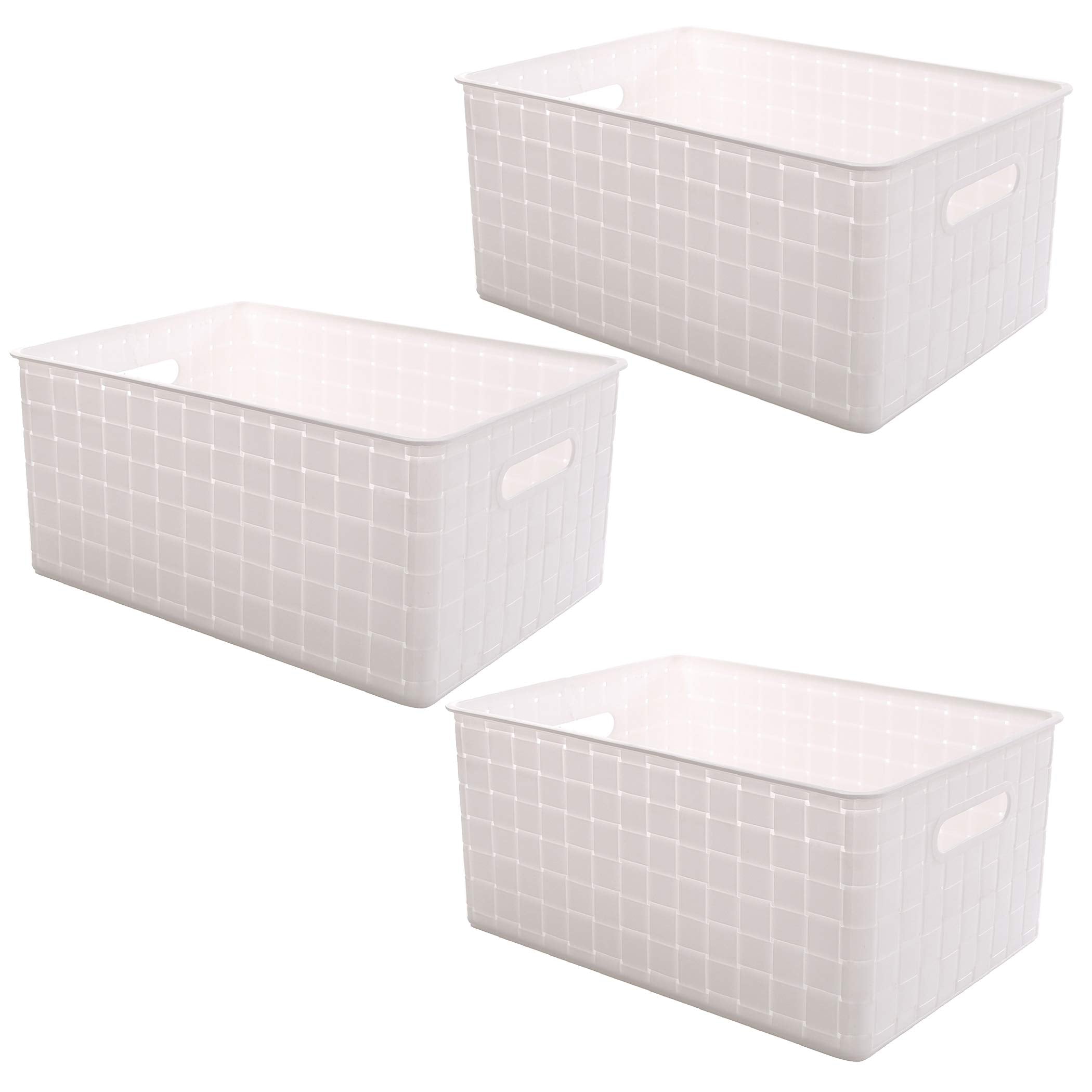BINO Plastic Basket, Small White, 5 Pack - Rectangular Cabinet Organizer, Multi-Use Storage Basket, Drawer and Cabinet-Friendly, Portable, Durable, Space Efficiency, Stock Management