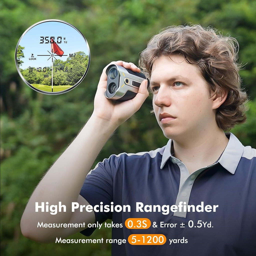 LAZYCAT Golf Rangefinder with Slope,1200 Yards Laser Range Finder Golfing Dimmable,Range Finder Golf 7X Magnification,Flag Lock Vibration,Measure Speed,Rechargeable with Magnet,Golf Gifts for Men