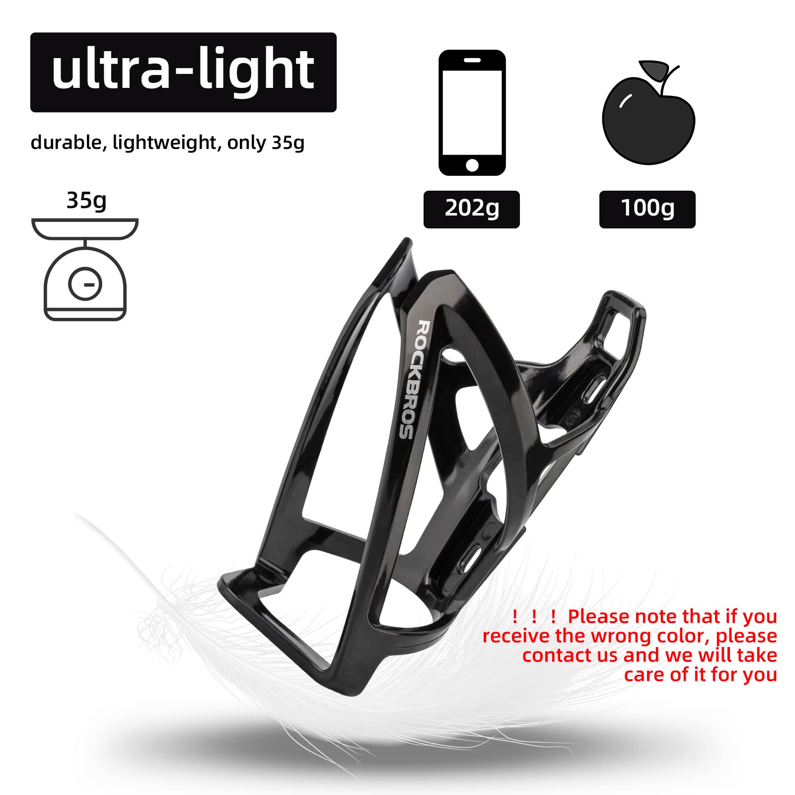 ROCKBROS Bike Water Bottle Holder Ultra-Light Bicycle Bottle Cages with Screws Tool, Universal Bike Cup Holder Rack for Road MTB Bikes…
