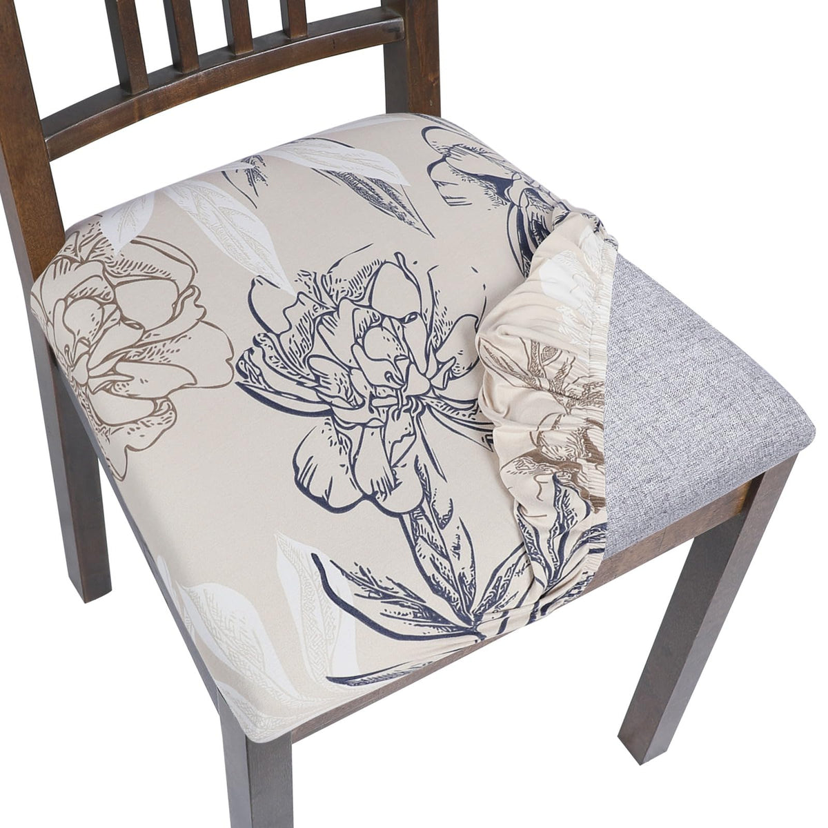 SearchI Seat Covers for Dining Room Chairs Stretch Printed Chair Seat Covers Set of 2, Removable Washable Upholstered Chair Seat Protector Cushion Slipcovers for Kitchen, Office(Ball Flower)