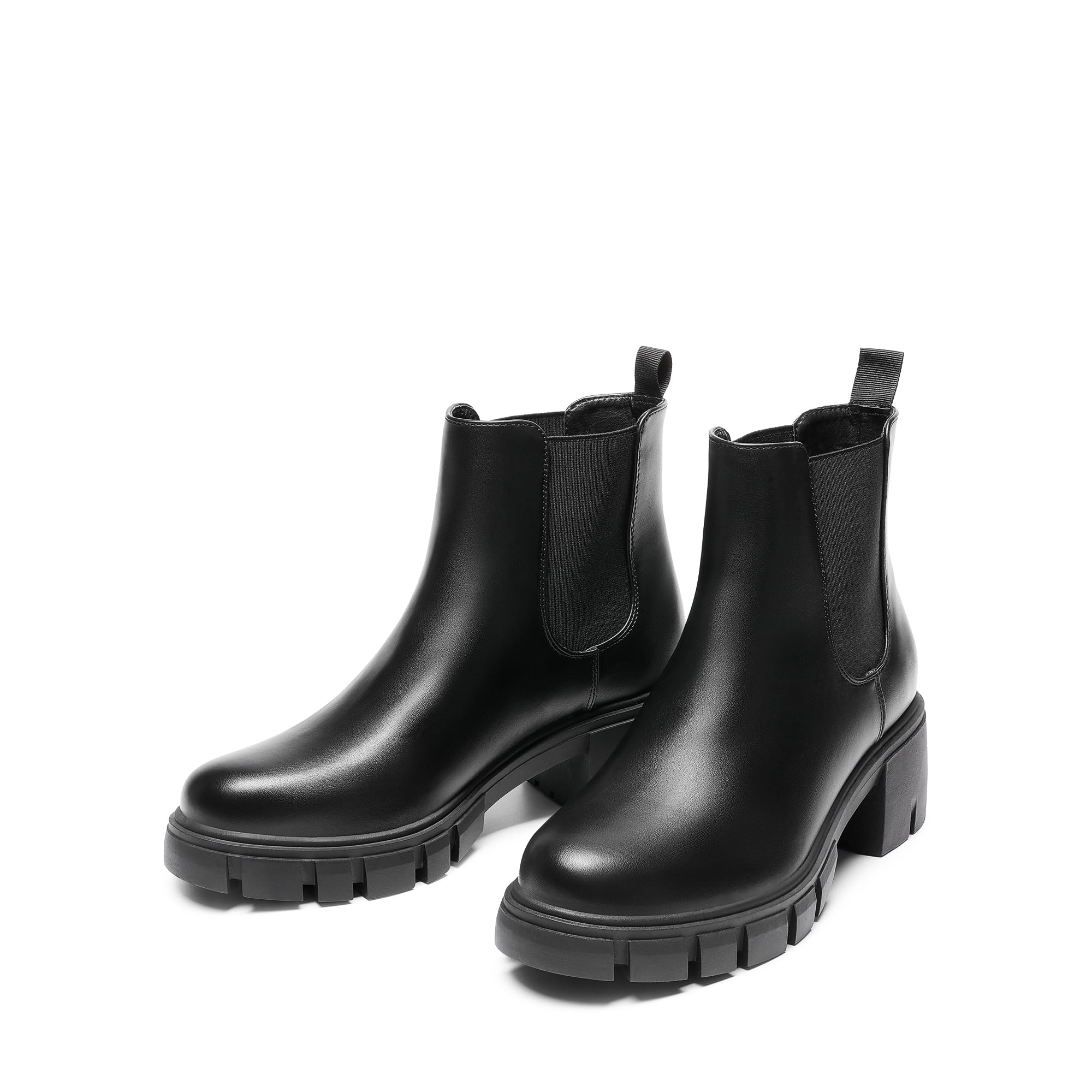 DREAM PAIRS Women's Elastic Chelsea Ankle Boots Platform Low Chunky Block Heel Lug Sole Slip on Fall Heeled Booties Shoes