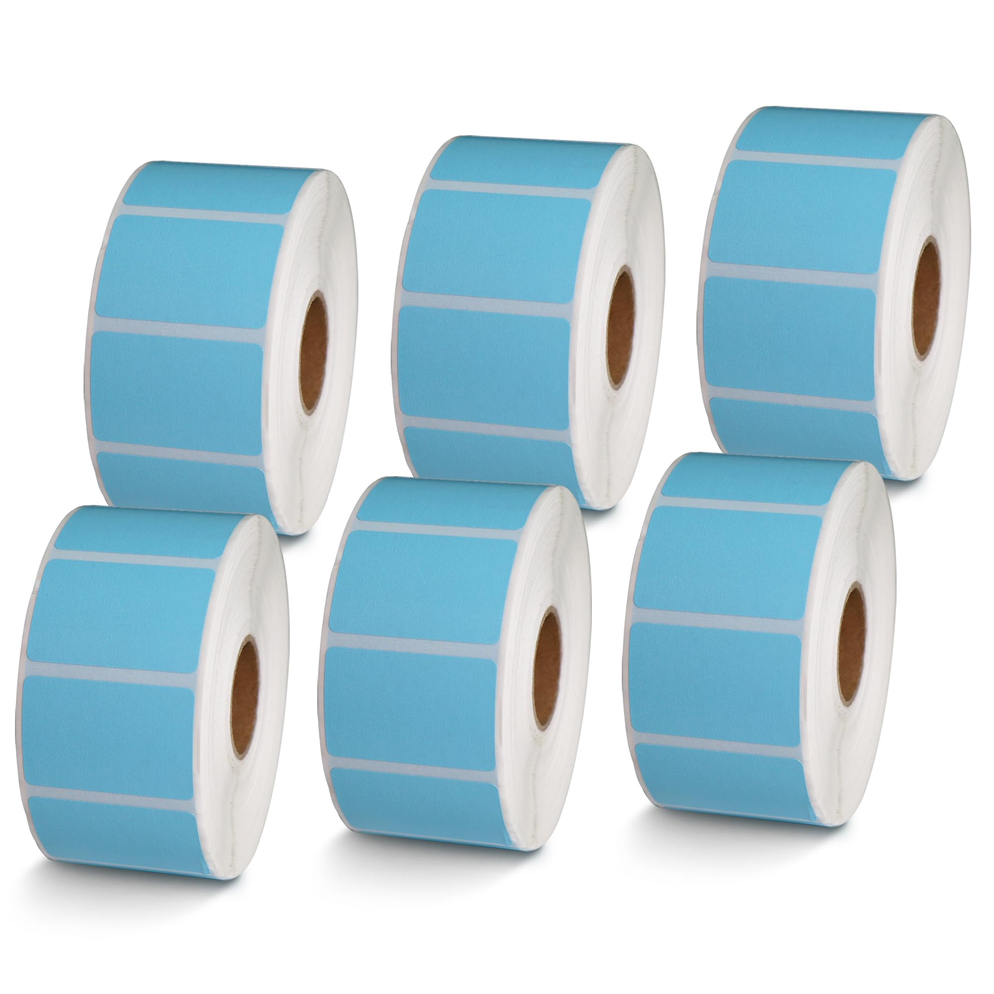 BETCKEY - 1" x 0.5" Small Labels Compatible with Zebra & Rollo Label Printer, Premium Adhesive & Perforated[Light Blue, 6 Rolls, 14580 Labels]