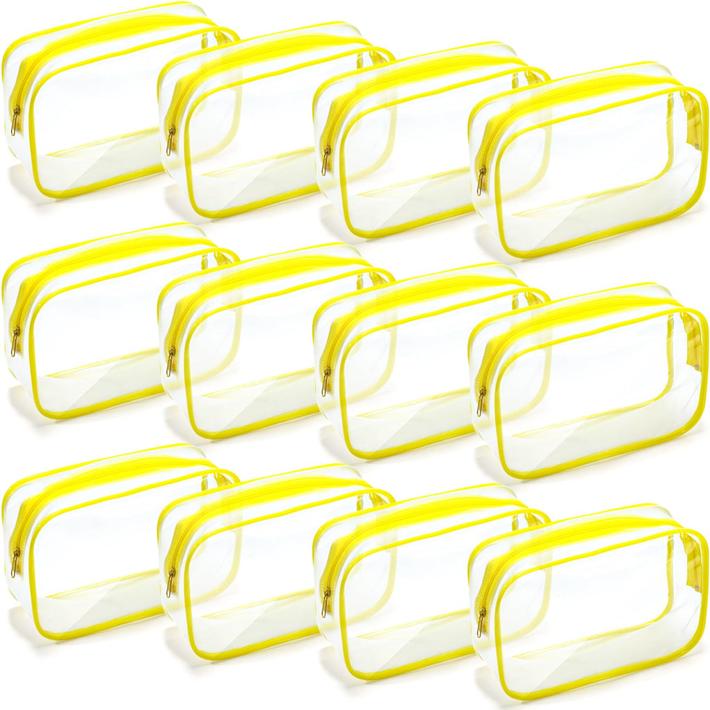 Weewooday 12 Pieces Clear Makeup Bags Cosmetic Storage Bags PVC Zipper Pouches Travel Waterproof Makeup Plastic Case for Women Organizing Toiletries Traveling Bathroom(Medium,Black)