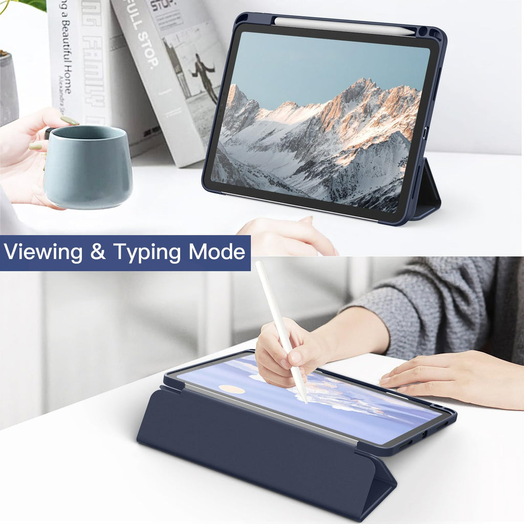 JETech Case ONLY for iPad Pro 11 Inch (2022/2021/2020/2018) with Pencil Holder, Clear Transparent Back Shell Slim Stand Shockproof Tablet Cover, Auto Wake/Sleep (Black)