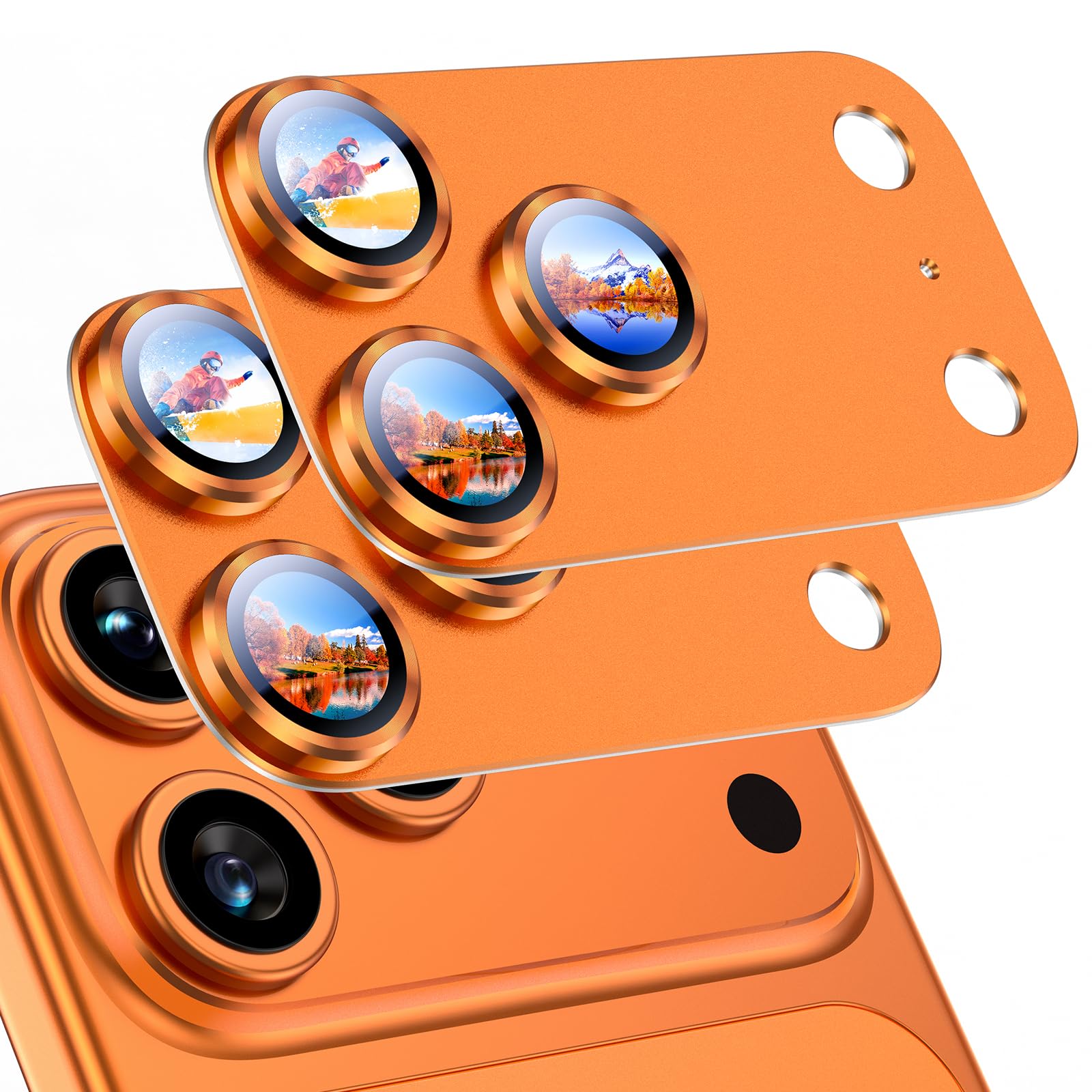 Uyiton Compatible with iPhone 17 Camera Lens Protector - [Not Easy to Break][Strong Adsorption][Case-Friendly] Metal Tempered Glass Rear Camera Screen Cover - Black