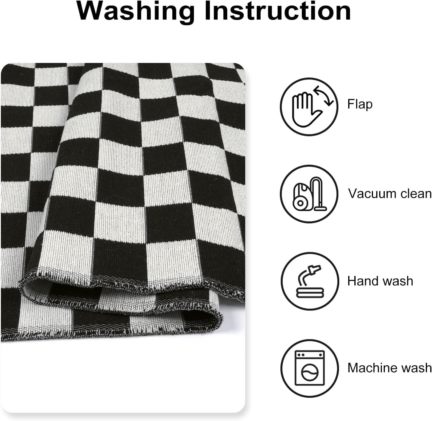 Seavish Checkered Rug, 2x3 Ft Black and White Moroccan Checkerboard Rug Washable Cotton Woven Washable Outdoor Rugs Reversible Floor Mat for Front Door Bedroom Entryway Kitchen Entryway