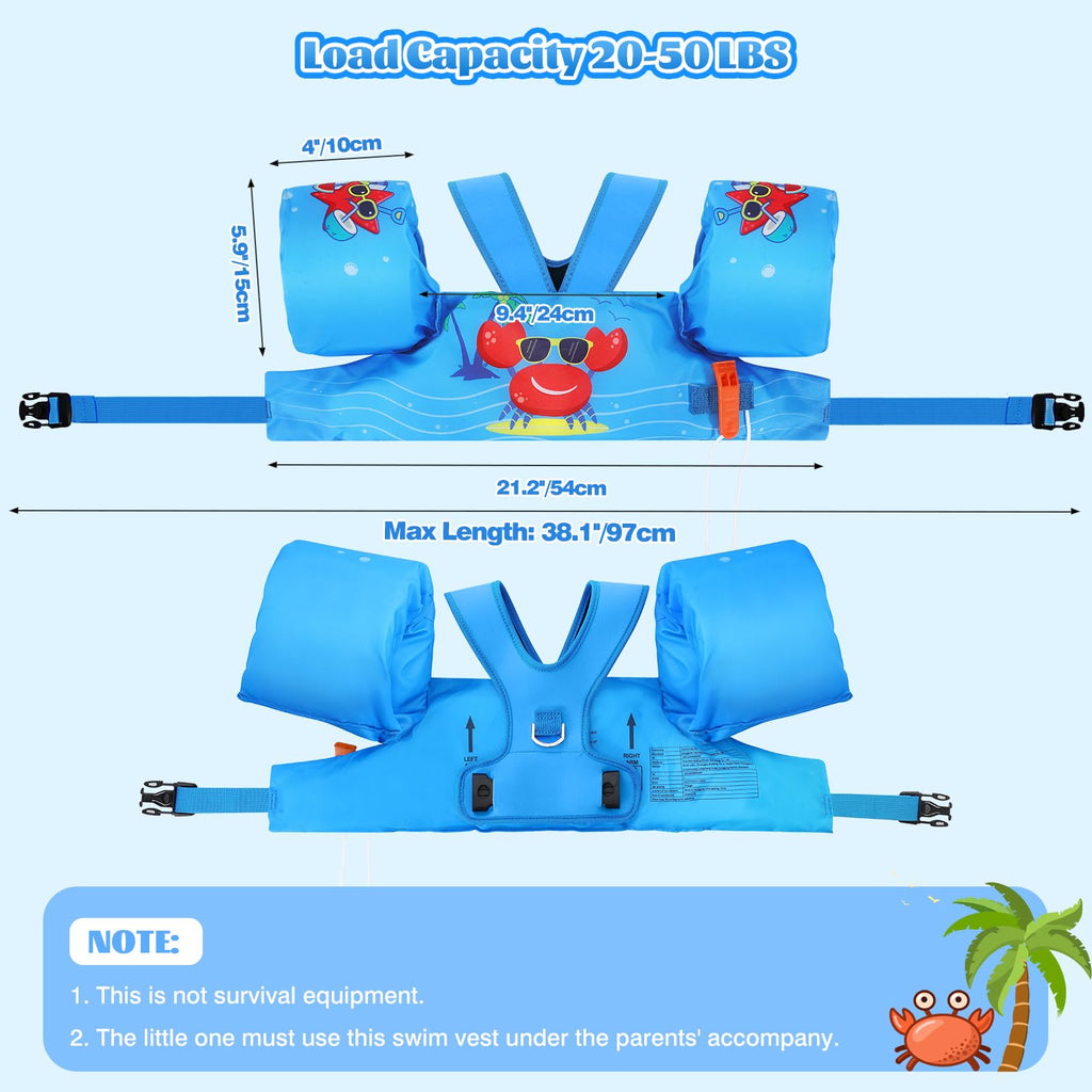Moko Swim Arm Band for Kids 20-30-50 lbs, Cute Cartoon Toddler Swim Vest, Swimming Water Wings Pool Floaties Sleeve for Children Learn to Swim