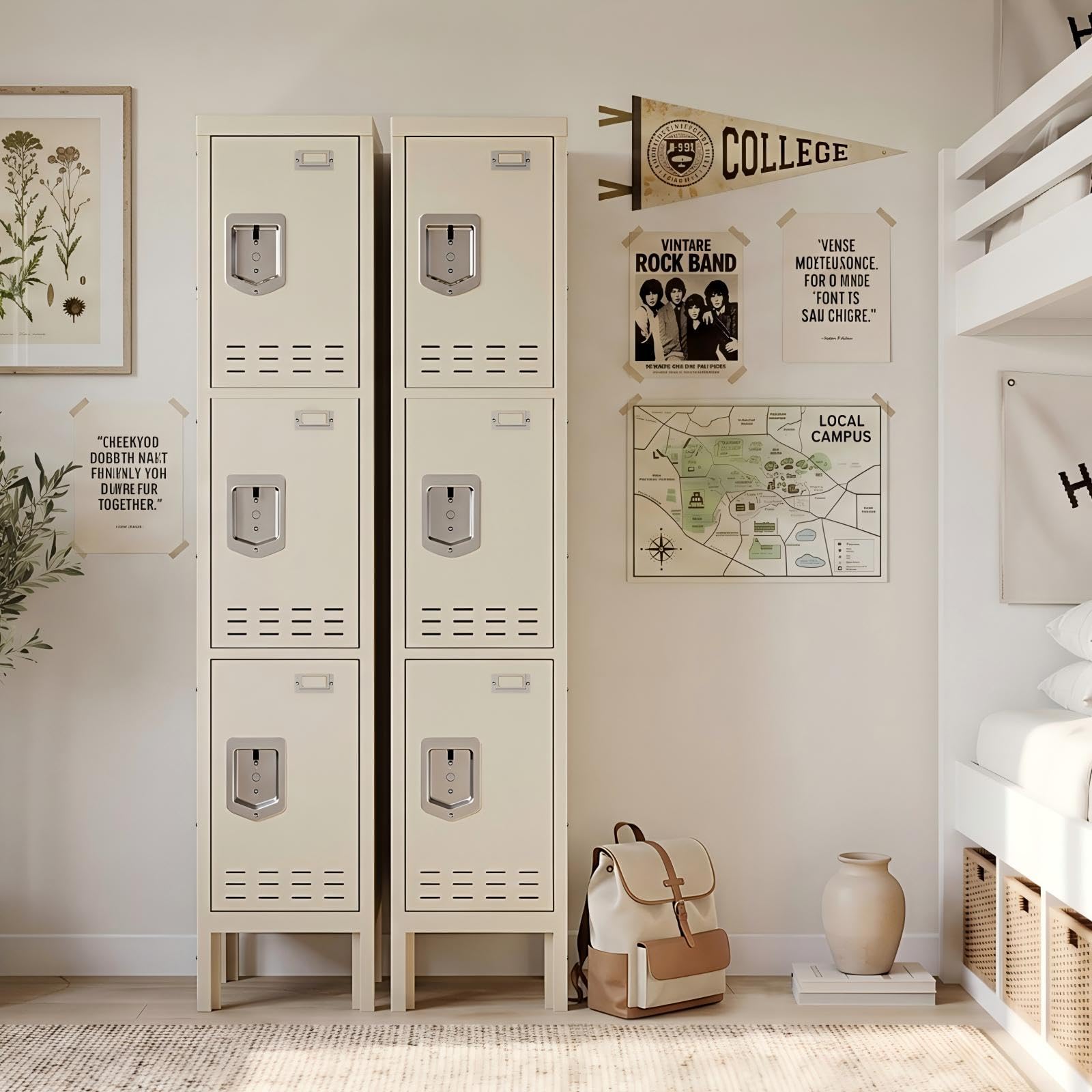 Lockers,Metal Locker, (Beige, 1 Door - (66.15" H x 11.8" W x 11.8" D))