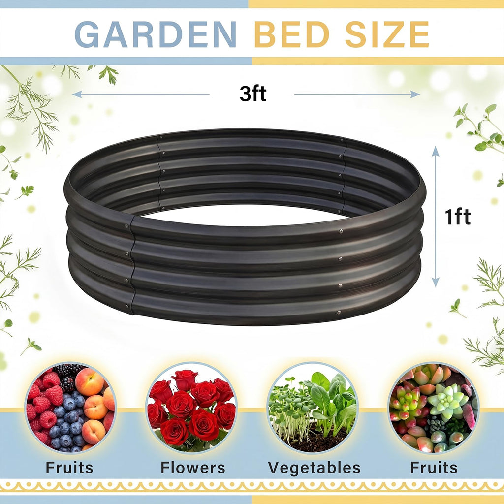 Land Guard Galvanized Raised Garden Bed Kit, Galvanized Planter Raised Garden Boxes Outdoor, Round Large Metal Raised Garden Beds for Vegetables ……