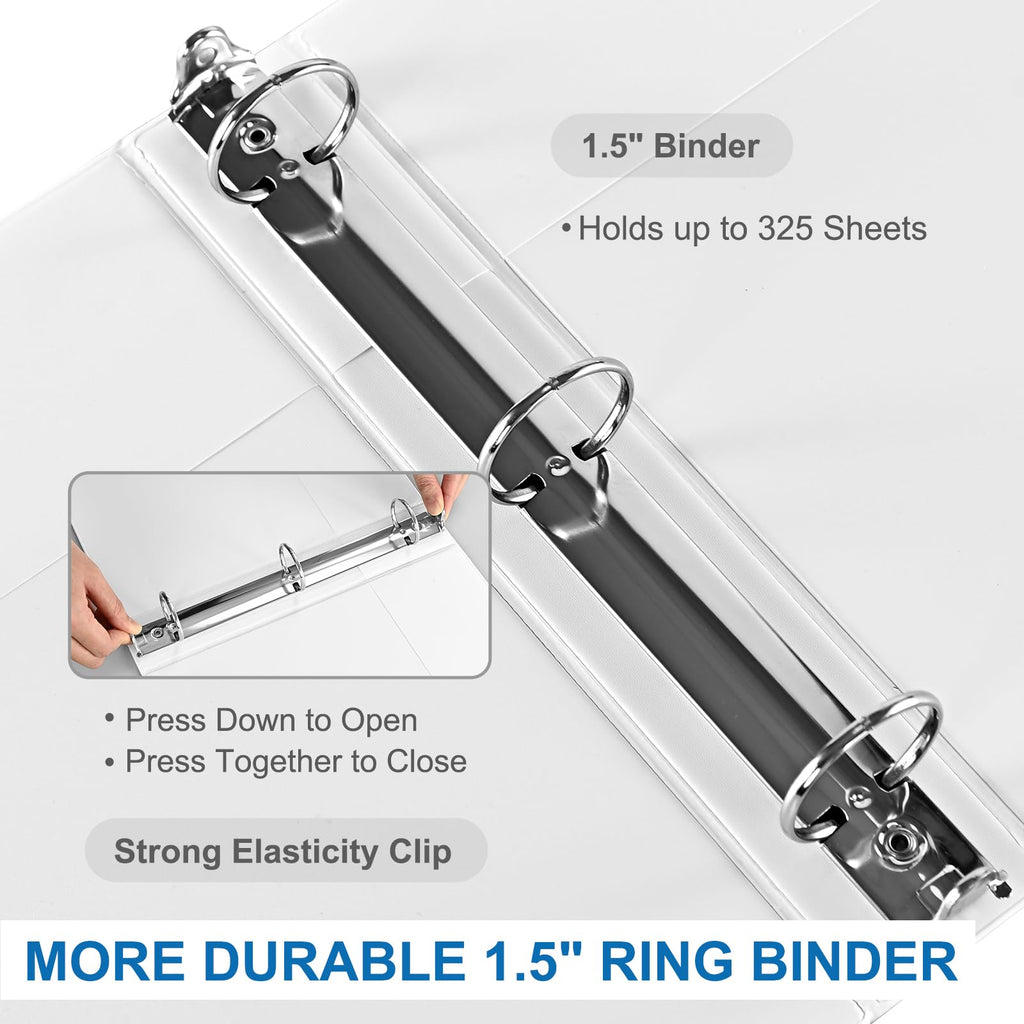 0.5 inch 3-Ring Binder, 1/2 inch Round Ring Binder with 2 Inside Pockets, Clear View Cover Binders Holds 8.5'' x 11''Paper，PVC Free, Pastel Color Binders for Office/Home/School Supply, 6 Pack