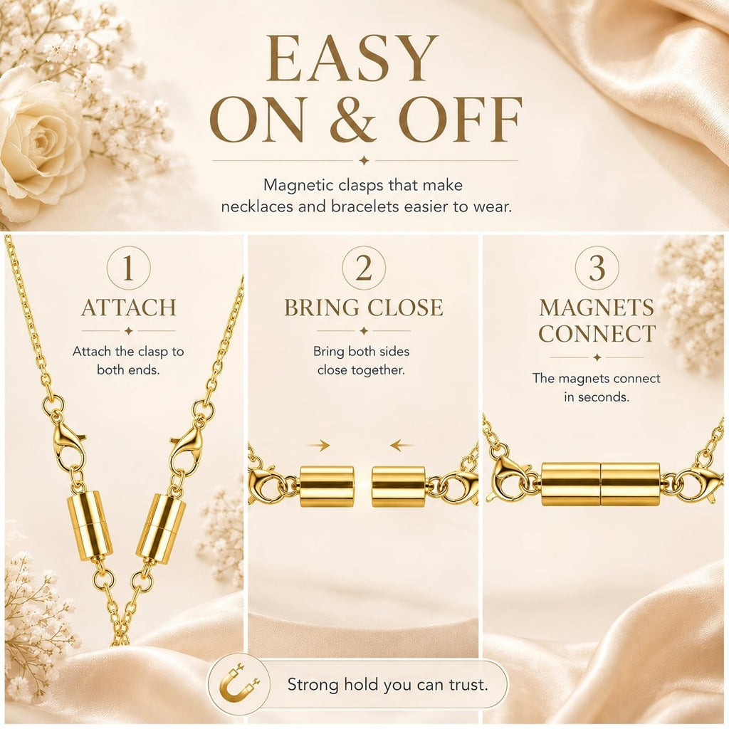 12 Pack Magnetic Necklace Clasps and Closures. Necklace Jewelry Extender with Strong Magnet. for Jewelry Necklace Bracelet Making. Gold and Silver Plating (12Pcs | Gold Cylinder)