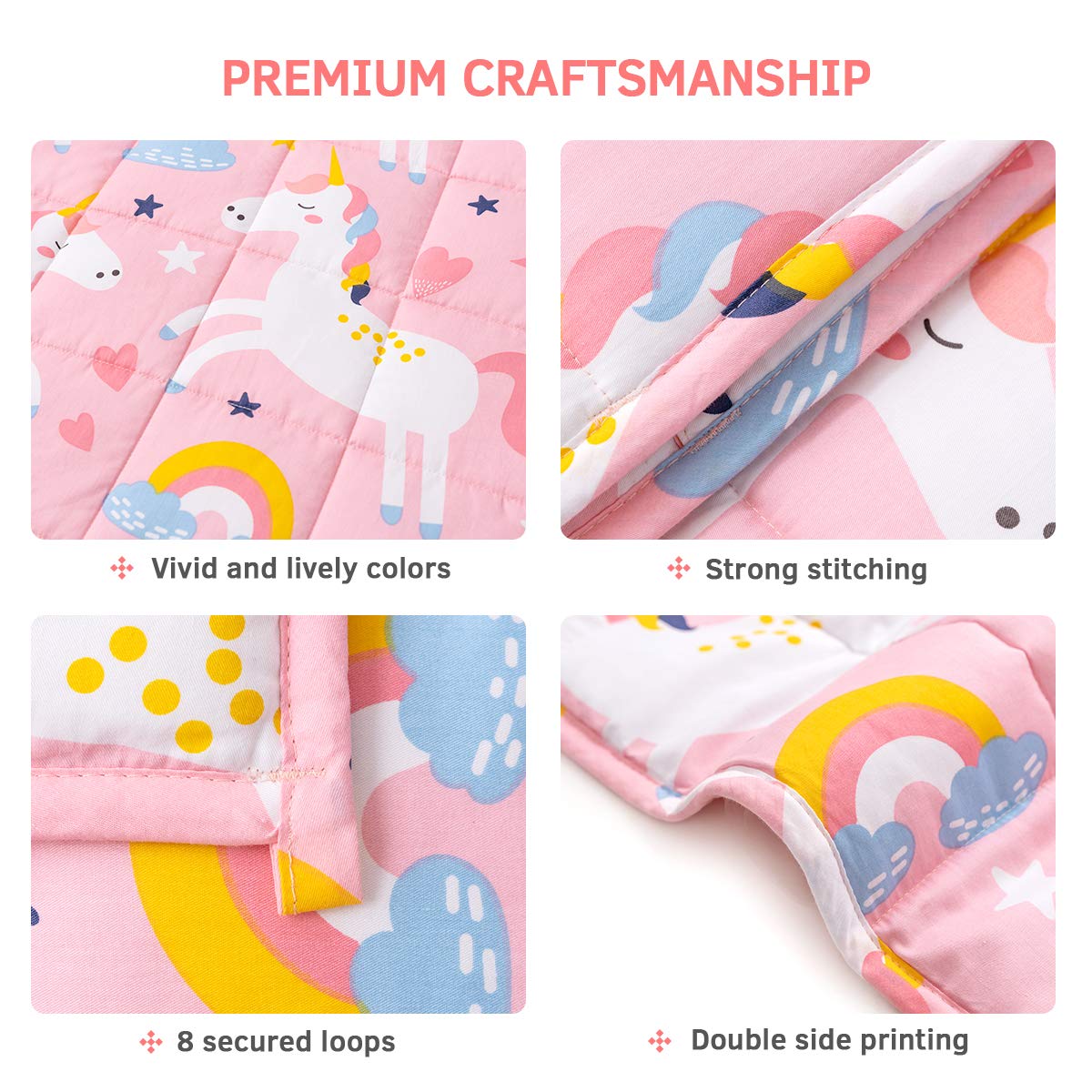 Mr. Sandman Weighted Blanket 3 Pounds Washable, Best for 20-40lb Breathable Cotton Heavy Blanket with Nontoxic Glass Beads - 36" x 48" Cute Cat