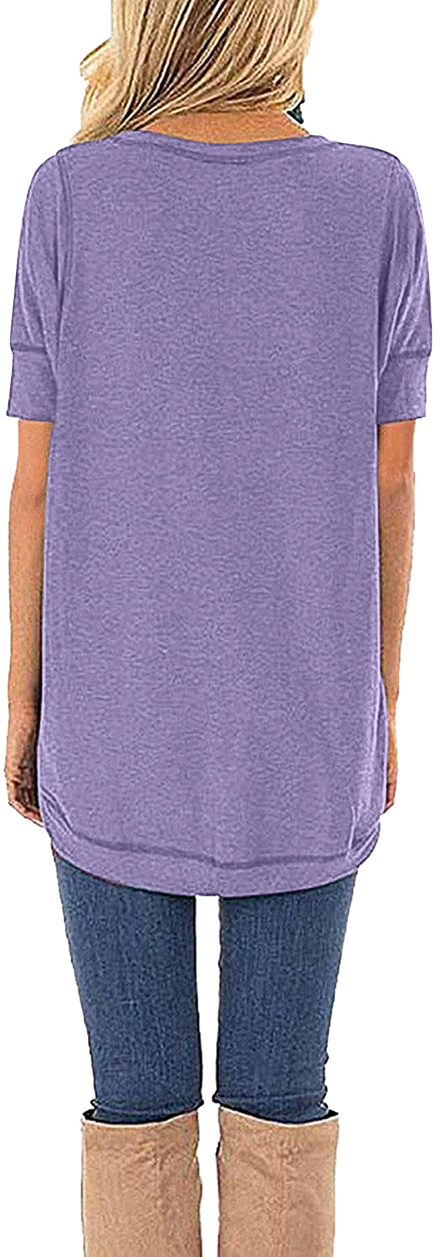 JomeDesign Summer Tops for Women Short Sleeve Side Split Casual Loose Tunic Top