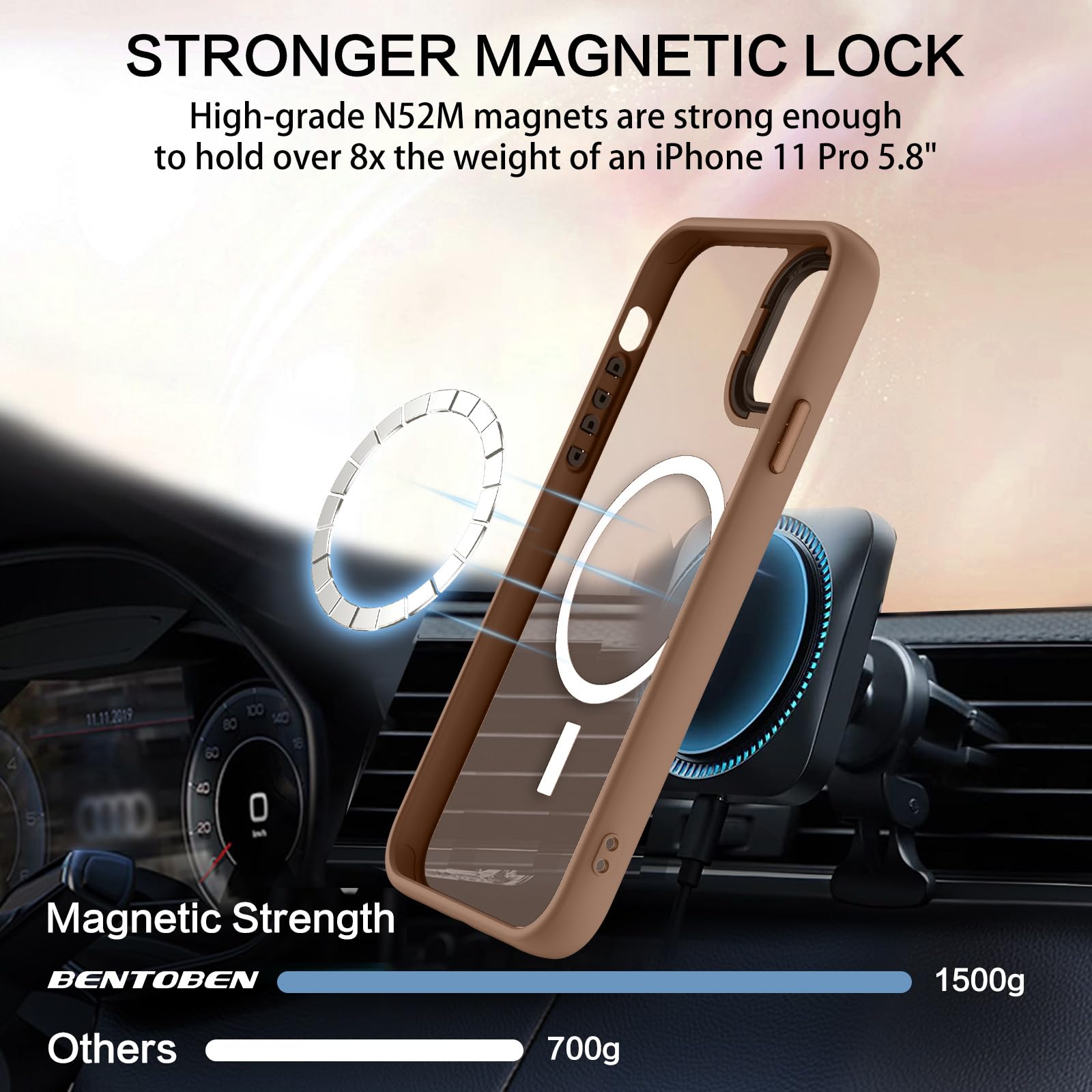 BENTOBEN for iPhone 11 Pro Case 2019 [Compatible with Magsafe] Translucent Matte Magnetic Phone Case iPhone 11 Pro 5.8" Slim Thin Shockproof Bumper Women Men Protective Cases Cover, Black