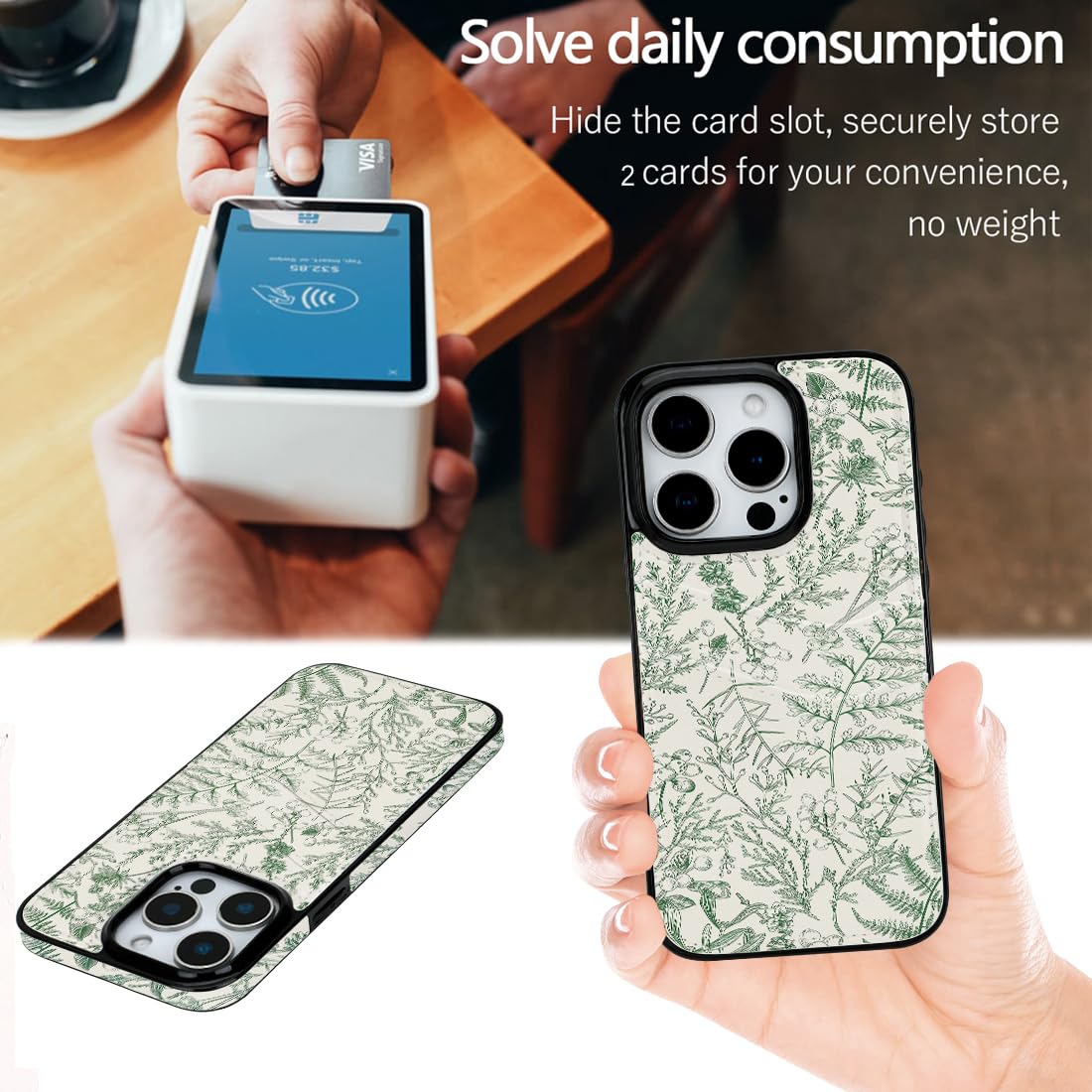 for iPhone 11 6.1 inch Case with Card Holder Soft Leather Wallet Case Protective Shockproof Hard Cover for Women Man (Blue Floral, iPhone 11 6.1 inch)