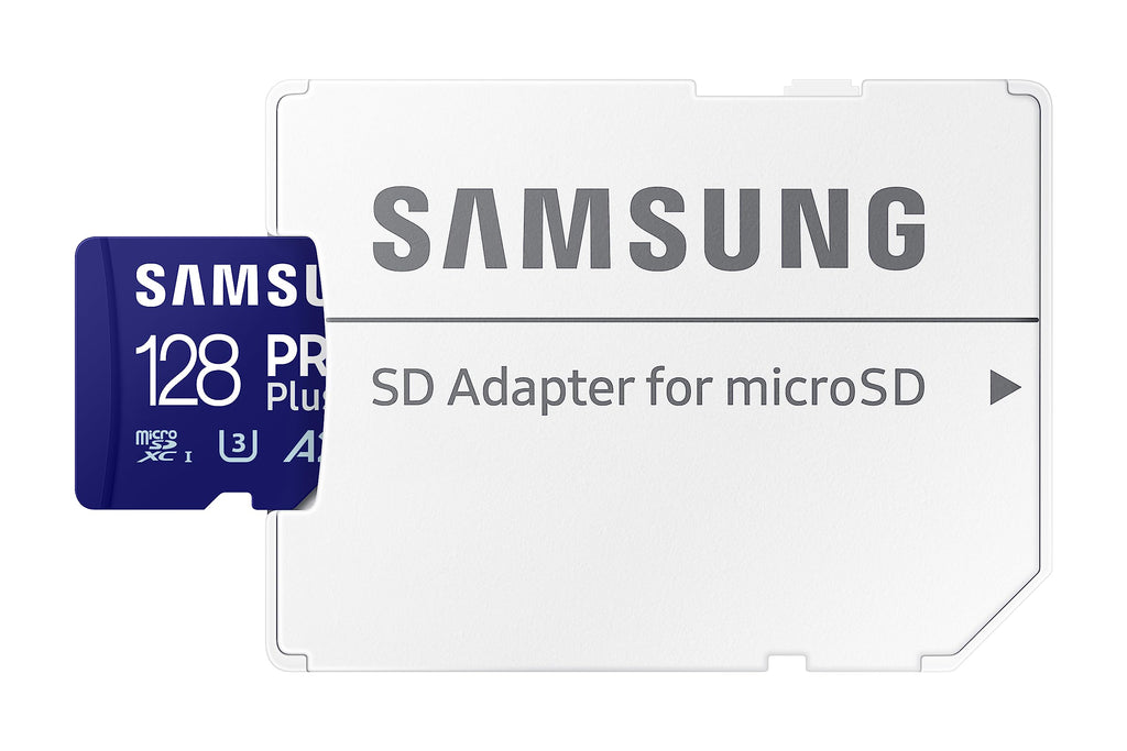 Samsung PRO Plus microSD Memory Card + Adapter, 128GB microSDXC, Up to 180 MB/s, Full HD & 4K UHD, UHS I, C10, U3, V30, A2, for Android Smartphones, Tablets, GoPRO, and DJI Drone (MB MD128SA/AM)