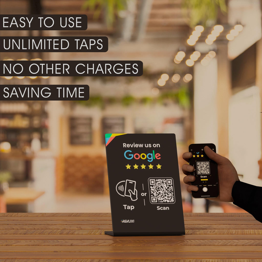 Google Review Stand -Boost Reviews w/Reusable Google Review Tap Card Stand & QR Code Stand- No App or Subscription - Android & iPhone Compatible-Boost Google Reviews for Online Growth