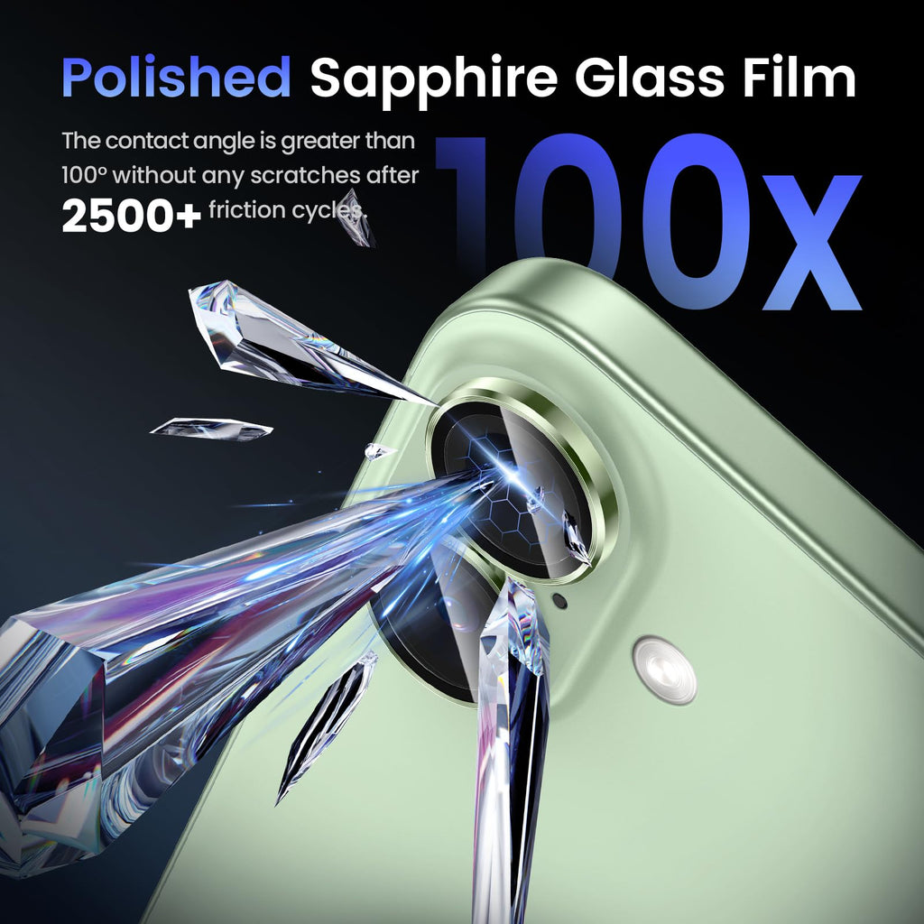 Tensea for iPhone 13 mini/iPhone 13 Camera Lens Protector, 9H Tempered Glass Camera Cover Screen Protector Metal Individual Ring for iPhone 13mini 5.4 inch /13 6.1 inch