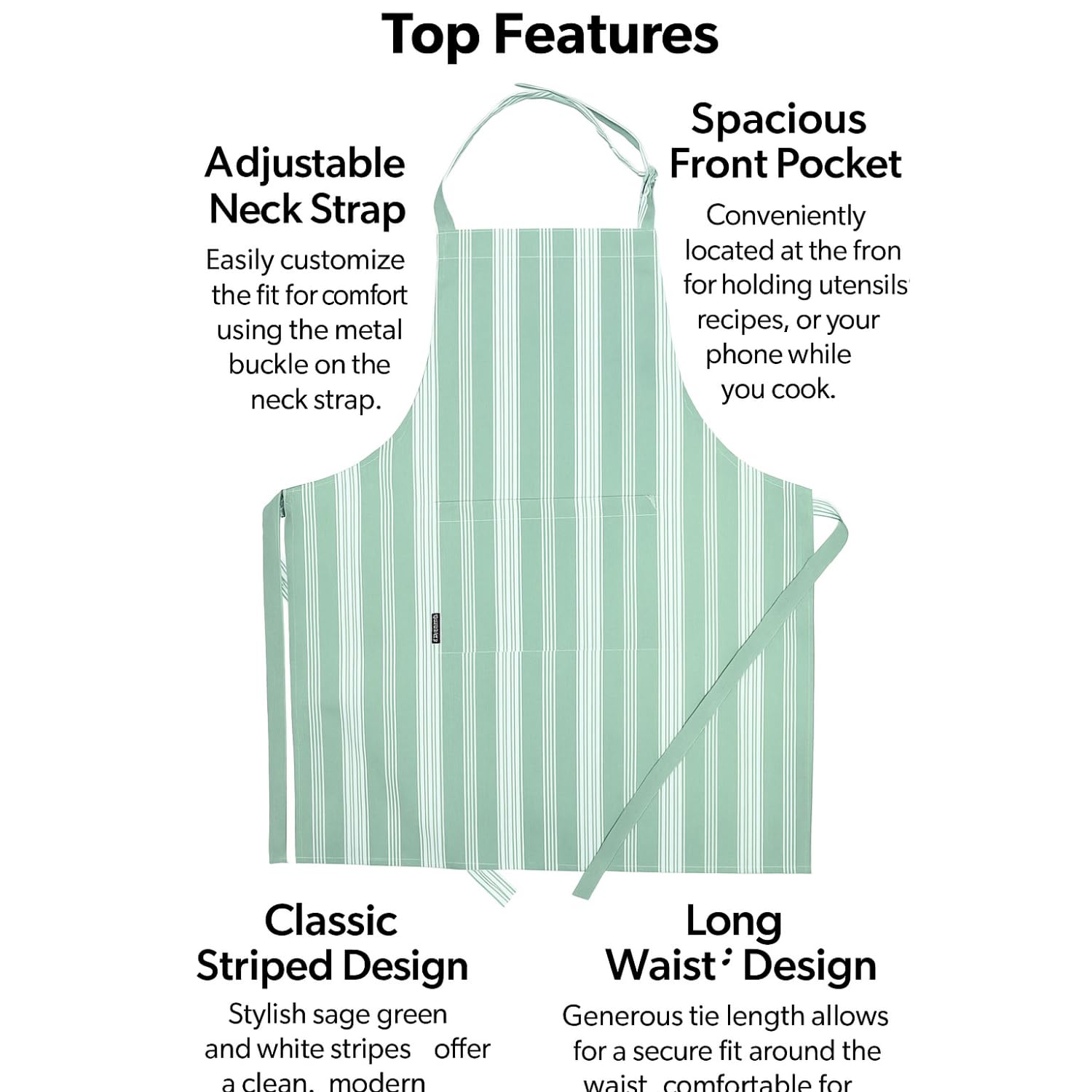 AMOUR INFINI Cotton Aprons for Women with Pocket, Adjustable Strap & Waist Ties - Washable Aprons for Baking, Cooking, Gardening (27.5 x 33 Inches - Blooming Floral)