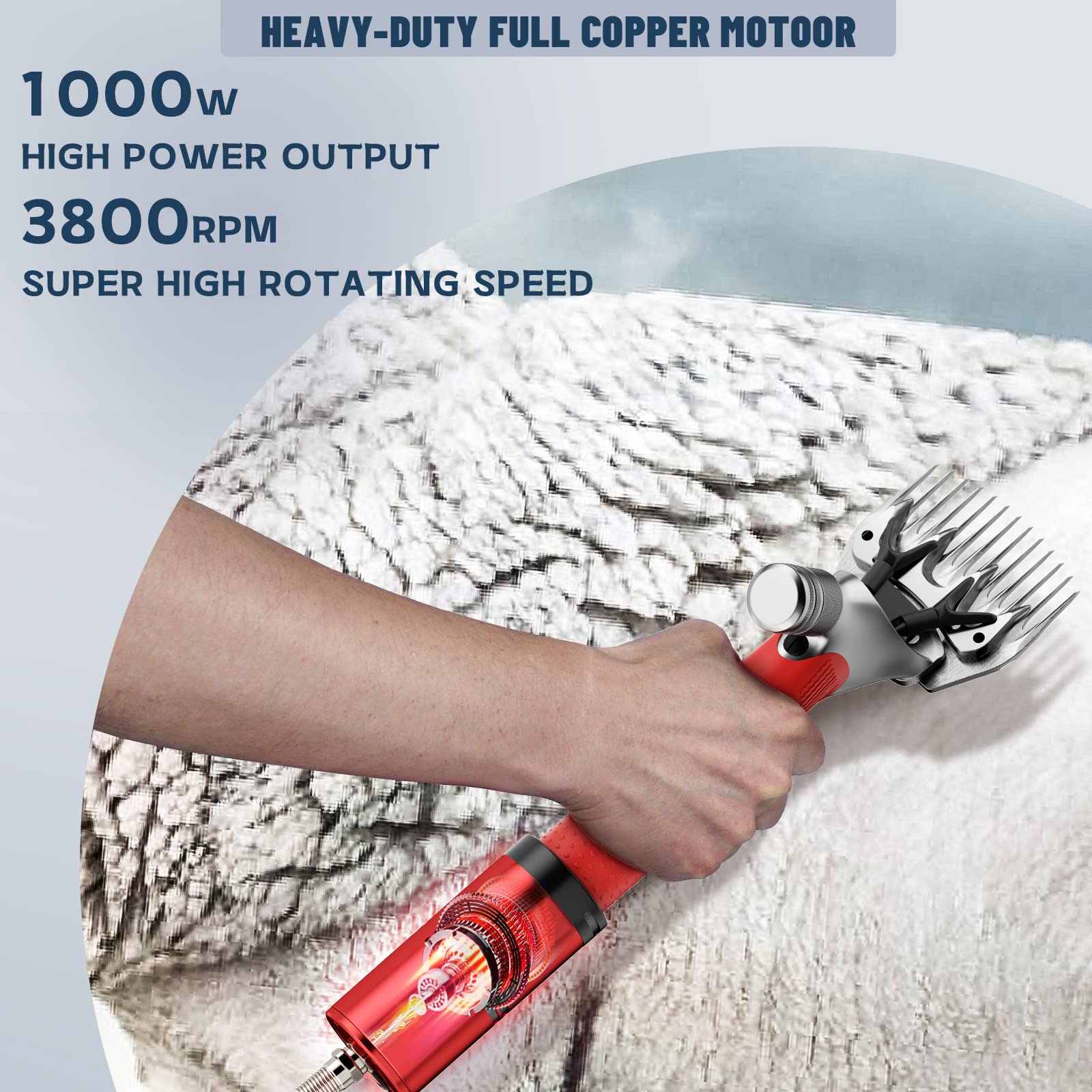 2026 Upgraded Sheep Shears 500W, Professional Electric Sheep Clippers, Farm Livestock Grooming Kit, 6 Speed Heavy Duty Electric Shears for Sheep Alpacas Goats Thick Coat Animals