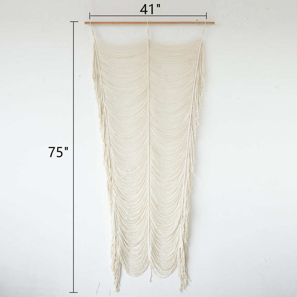 Flber Macrame Curtain Window Macrame Room Divider Doorway Curtain Boho Macrame Wall Hanging Living Room Bedroom Decor 42" W x 75" H