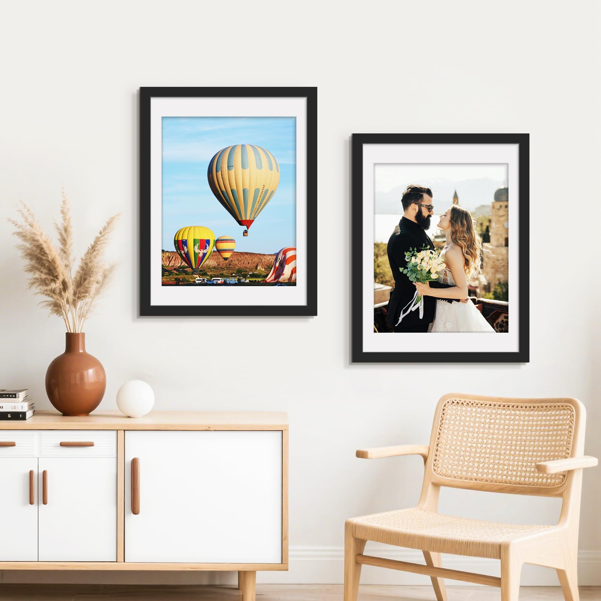 Picrit 24x34 Black Poster Frame 7 Pack, Display Pictures 20x30 Picture with Mat or 24 x 34 without Mat for Horizontal or Vertical Wall Mounting, Wall Gallery Photo Frames