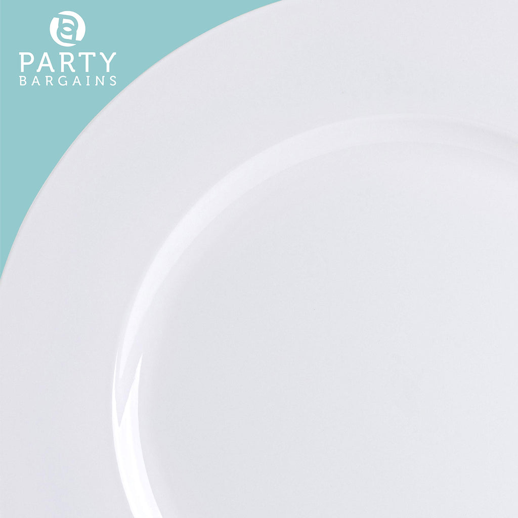 PARTY BARGAINS 13-Inch Charger Plates - 96 Pack, Clear Gold Rim, Heavy-Duty Disposable Chargers for Elegant Dining - Ideal for Weddings and Formal Events