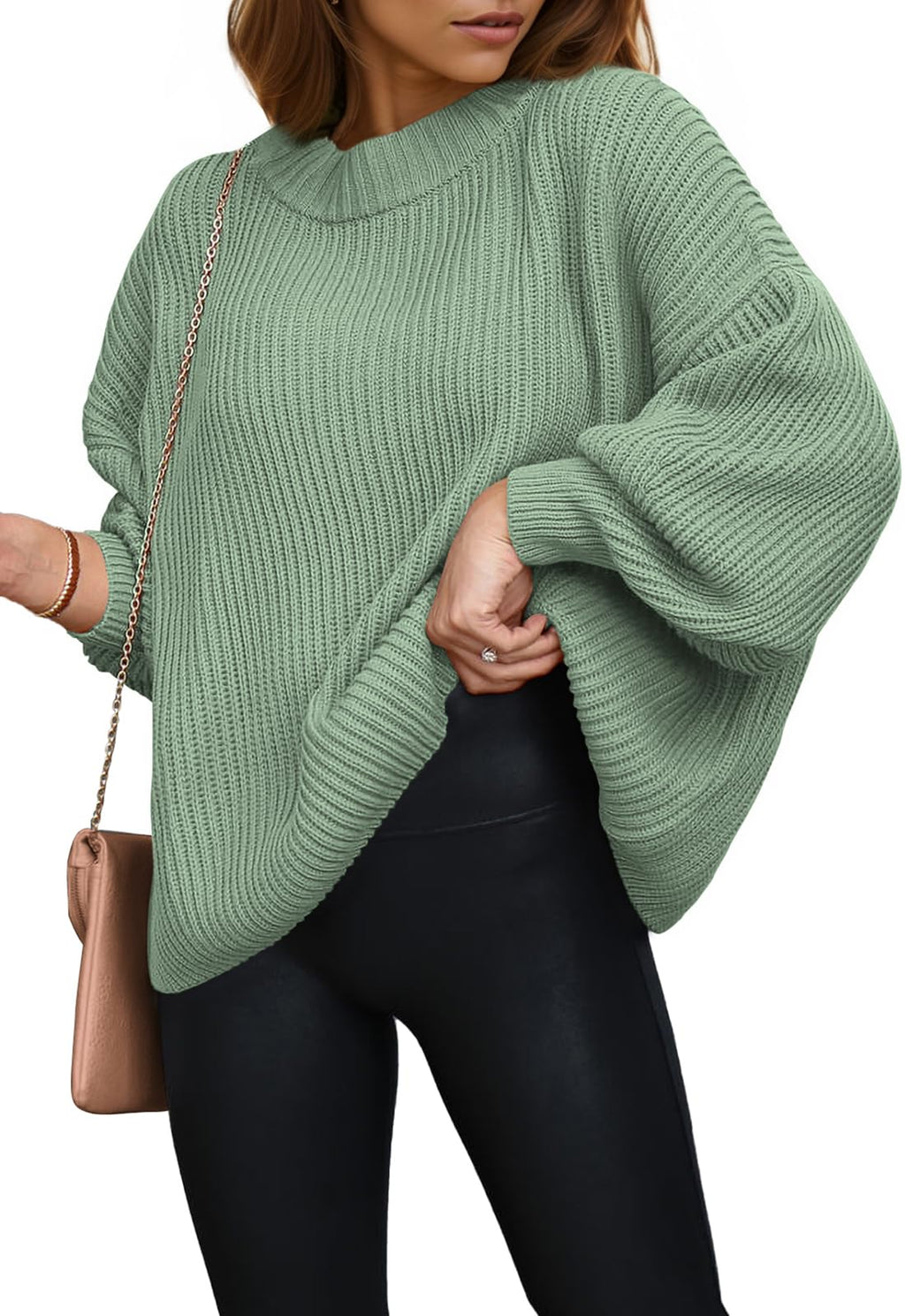 PRETTYGARDEN Womens Sweaters Spring 2026 Oversized Chunky Knitted Pullover Sweater Casual Long Sleeve Crewneck Cute Sweaters